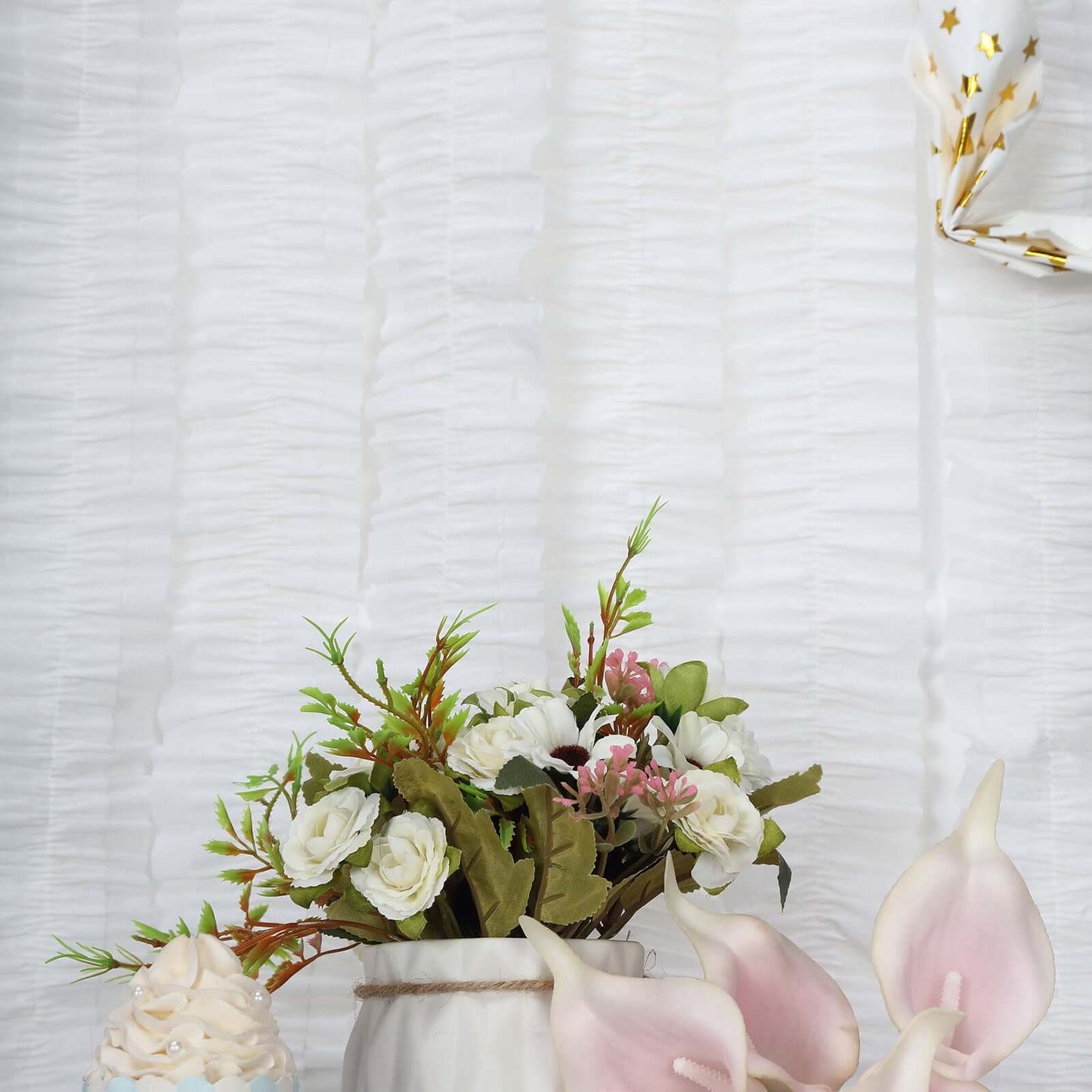 3 Pack 28ft White Ruffled Paper Streamer Rolls, Crepe Tissue Party Decorations - Linen Luxes