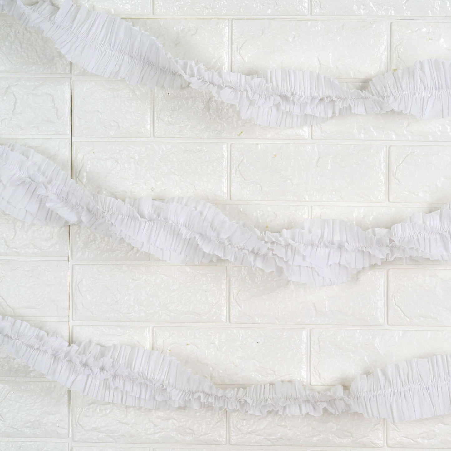 3 Pack 28ft White Ruffled Paper Streamer Rolls, Crepe Tissue Party Decorations - Linen Luxes