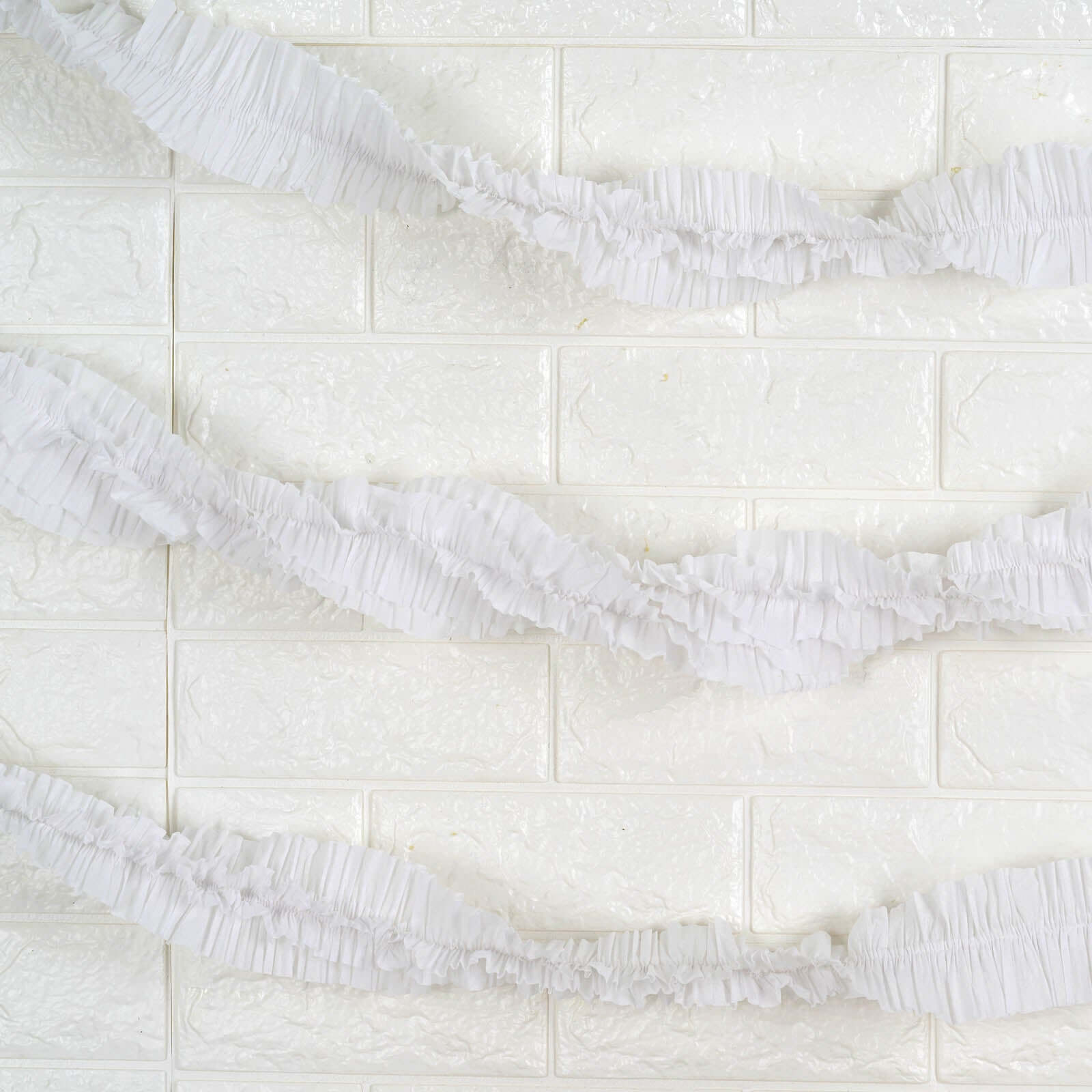 3 Pack 28ft White Ruffled Paper Streamer Rolls, Crepe Tissue Party Decorations - Linen Luxes