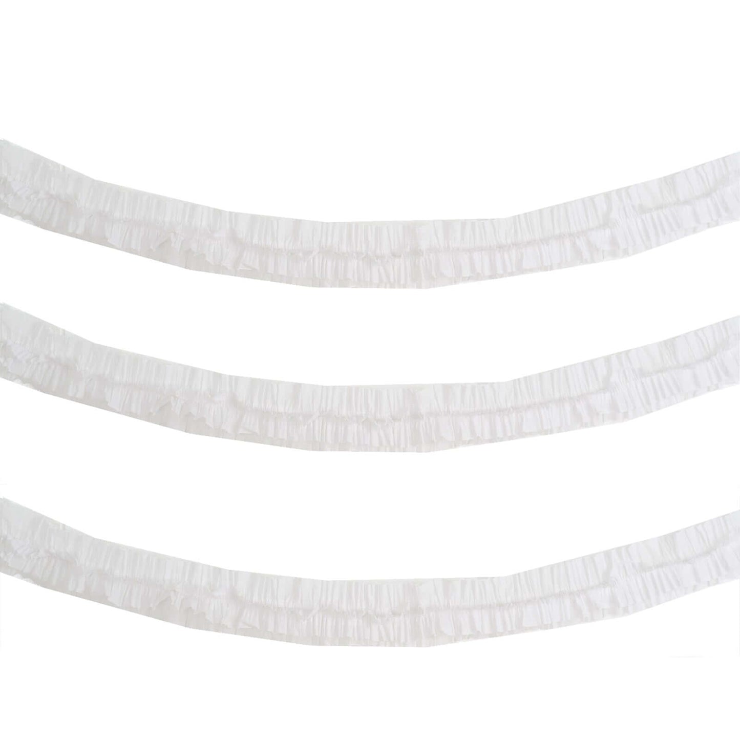 3 Pack 28ft White Ruffled Paper Streamer Rolls, Crepe Tissue Party Decorations - Linen Luxes