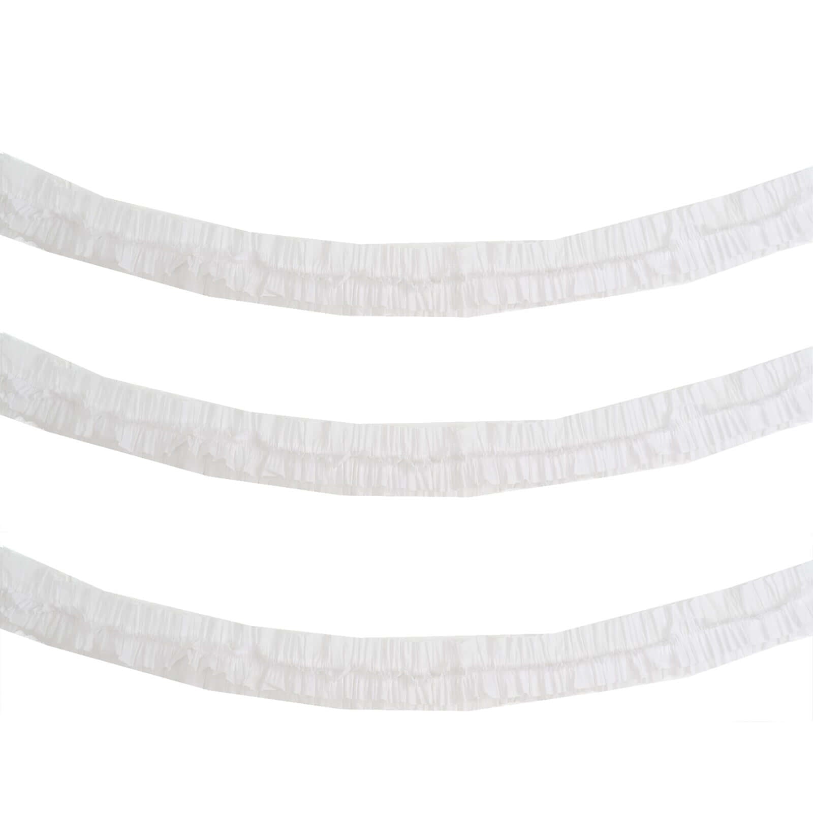 3 Pack 28ft White Ruffled Paper Streamer Rolls, Crepe Tissue Party Decorations - Linen Luxes