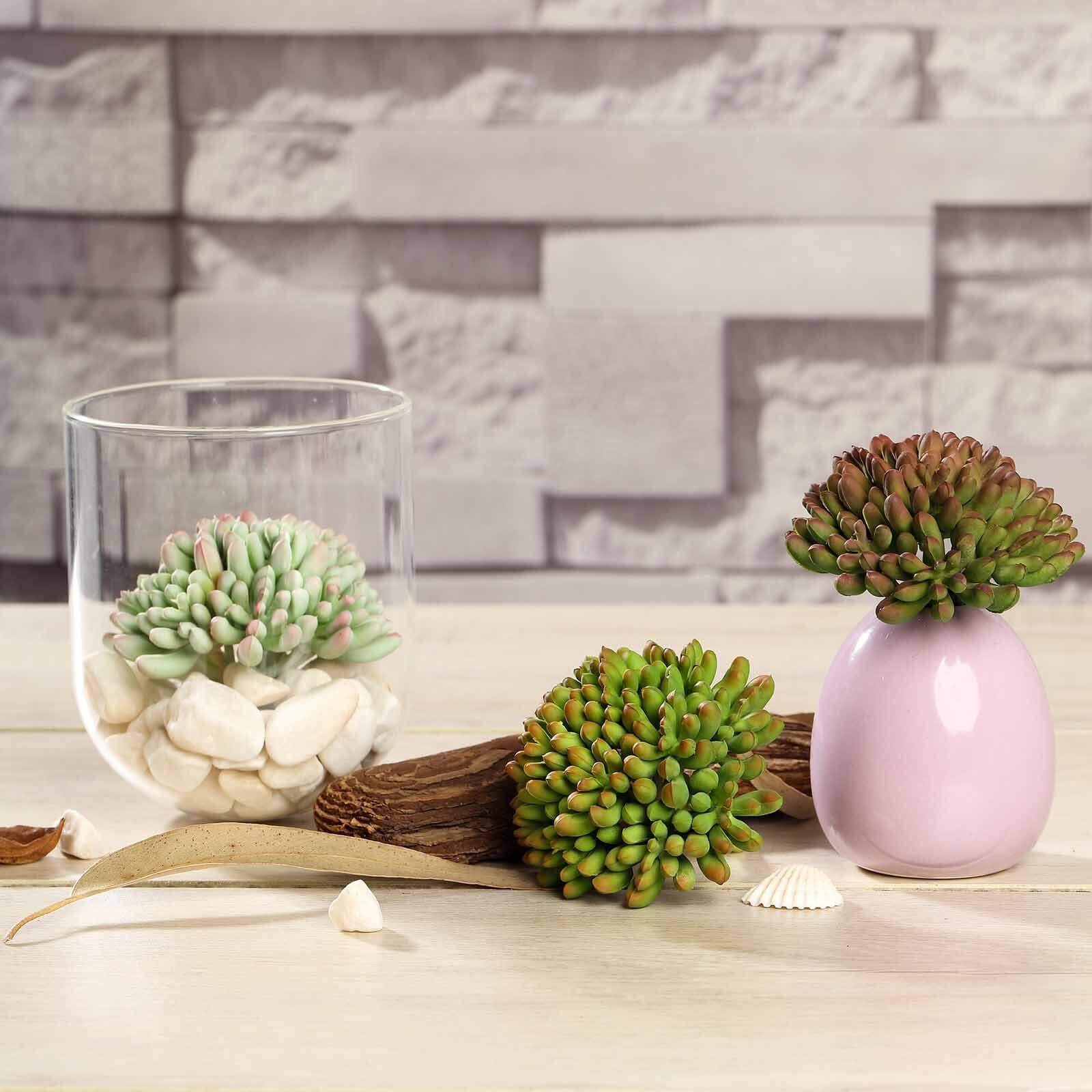 3 Pack 4" Artificial PVC Mini Jelly Bean Decorative Succulent Plants - Linen Luxes