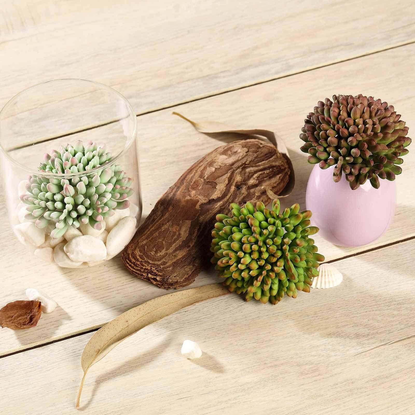 3 Pack 4" Artificial PVC Mini Jelly Bean Decorative Succulent Plants - Linen Luxes