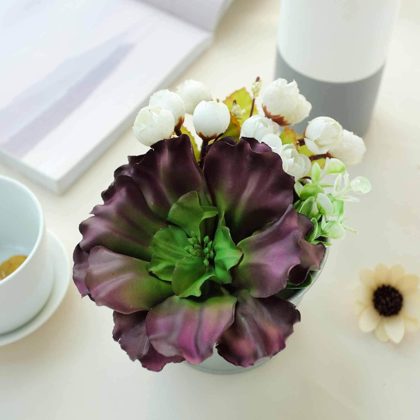 3 Pack 6" Artificial PVC Wavy Kalanchoe Decorative Succulent Plants - Linen Luxes