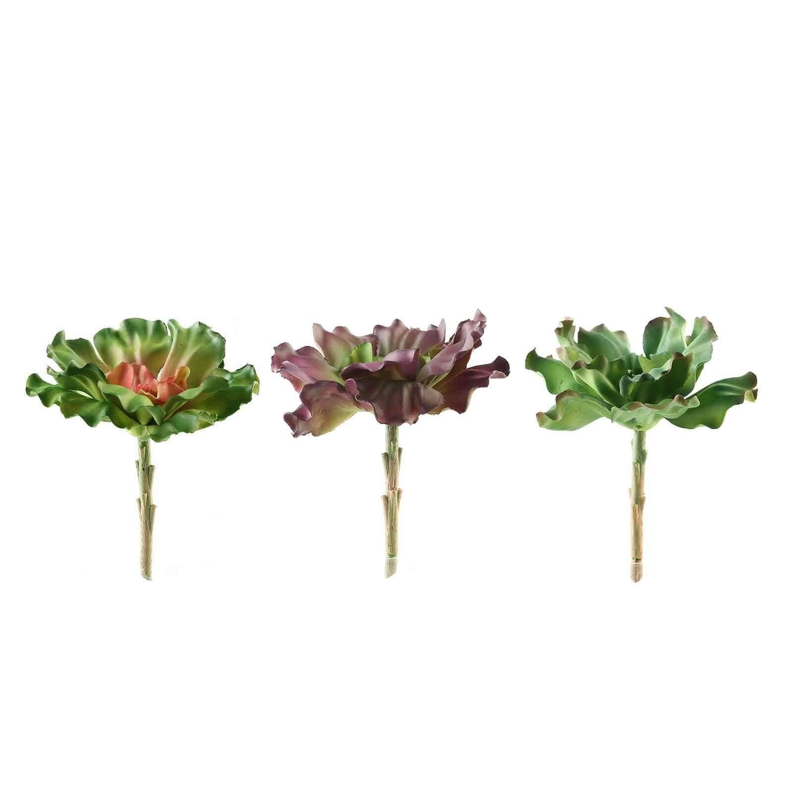 3 Pack 6" Artificial PVC Wavy Kalanchoe Decorative Succulent Plants - Linen Luxes