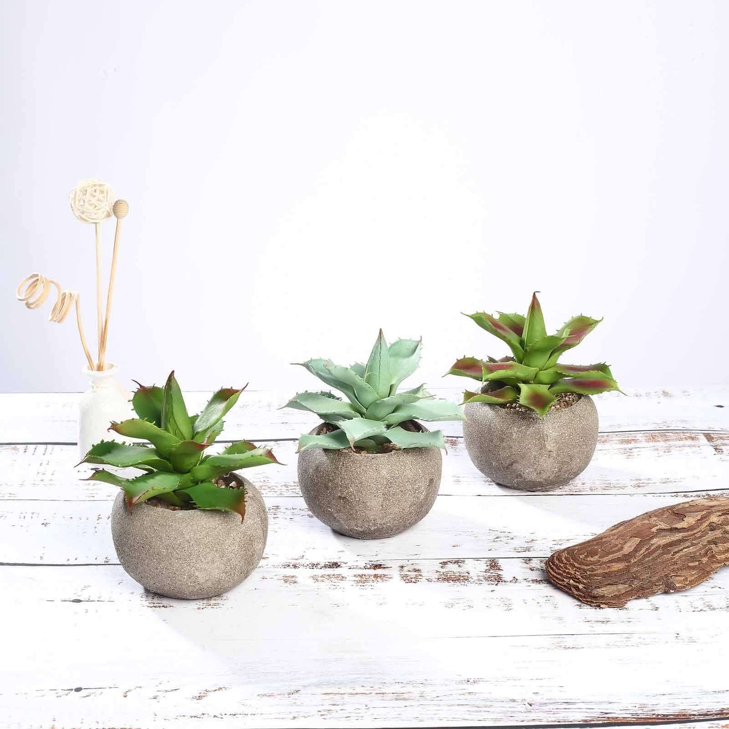 3 - Pack Aloe Artificial Succulents in Ceramic Pot - Lifelike Decorative Faux Plants for Home Office & Event Design 5" - Linen Luxes