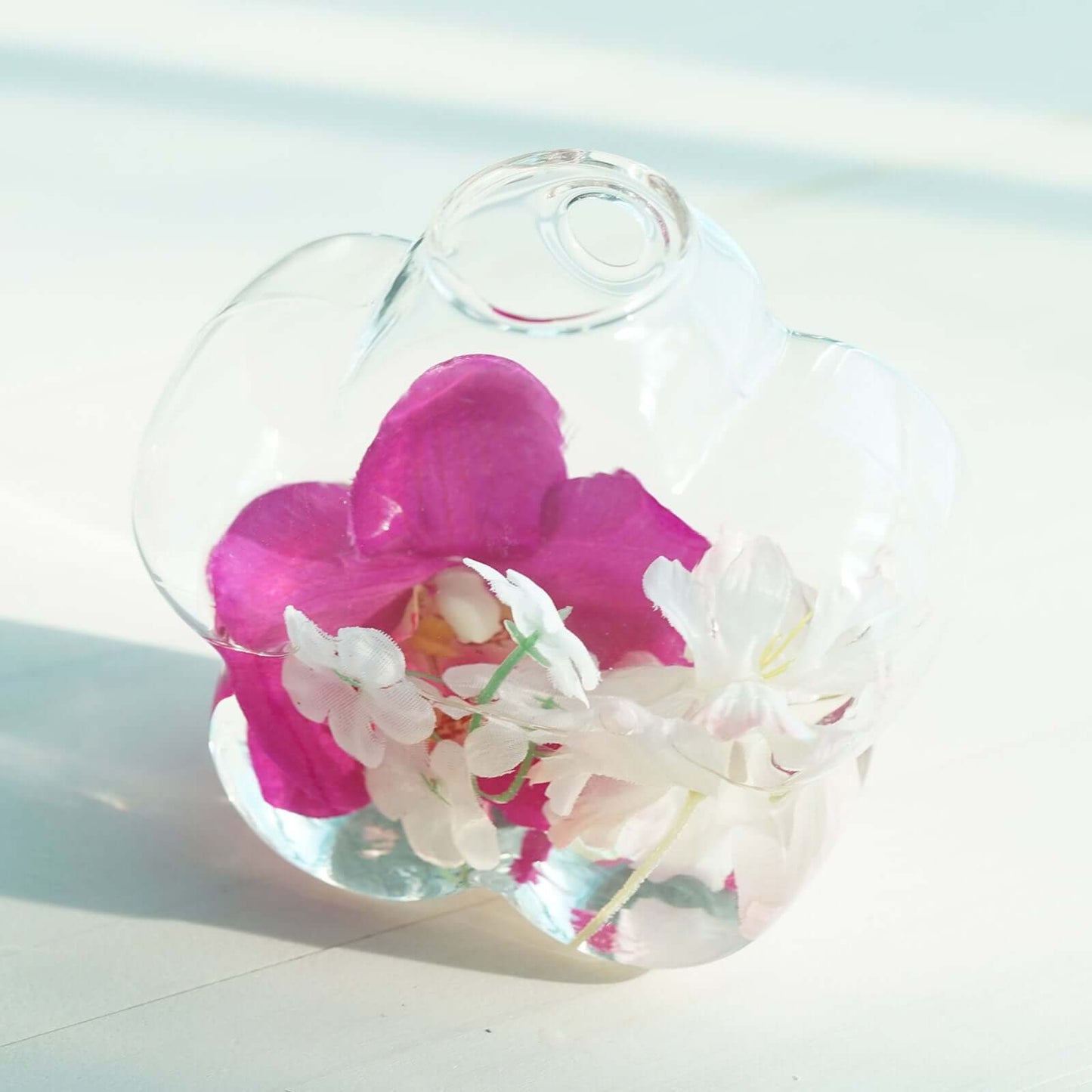 3 - Pack Glass Wall Vase Hanging Flower Shaped Design Indoor Planters - Modern Wall Mounted Terrariums for Living Spaces - Linen Luxes