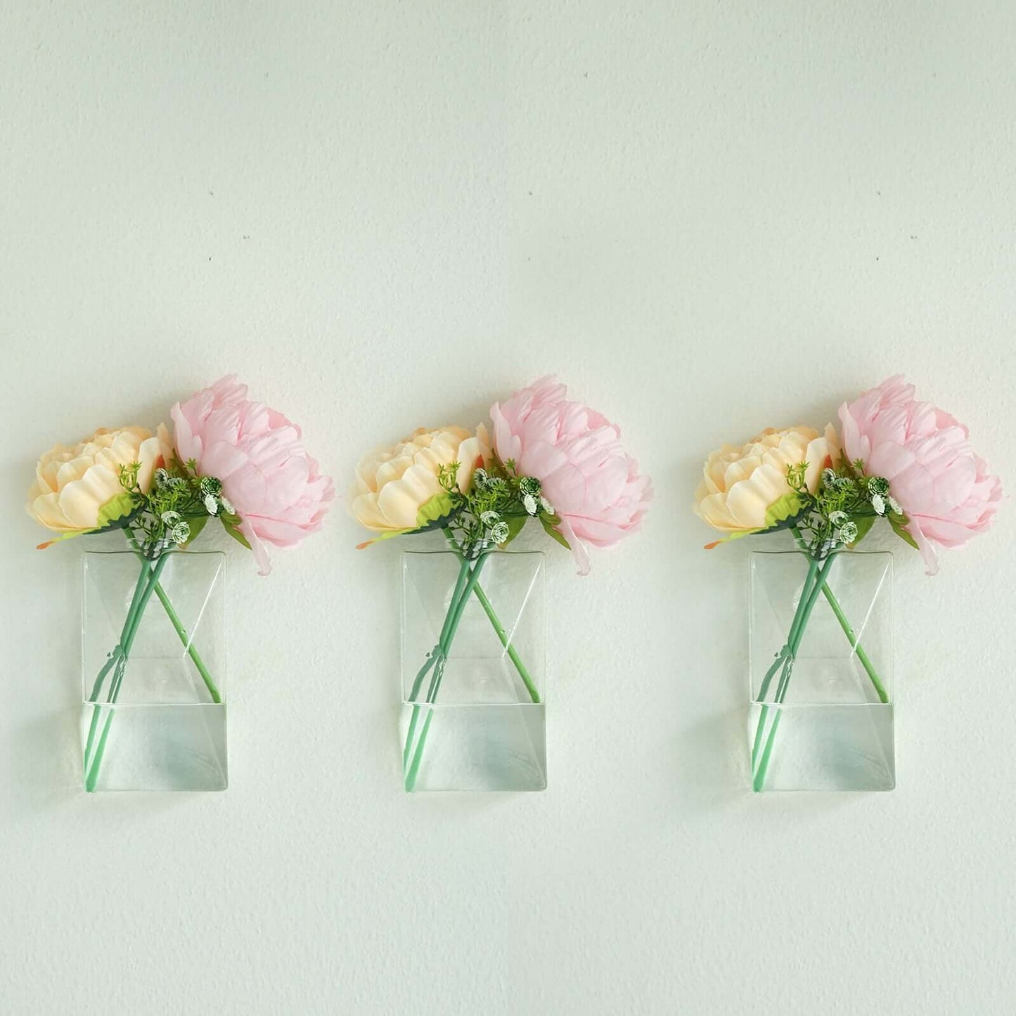 3 - Pack Glass Wall Vase Hanging Trapezoid Design Indoor Planters - Modern Wall Mounted Terrariums for Living Spaces - Linen Luxes