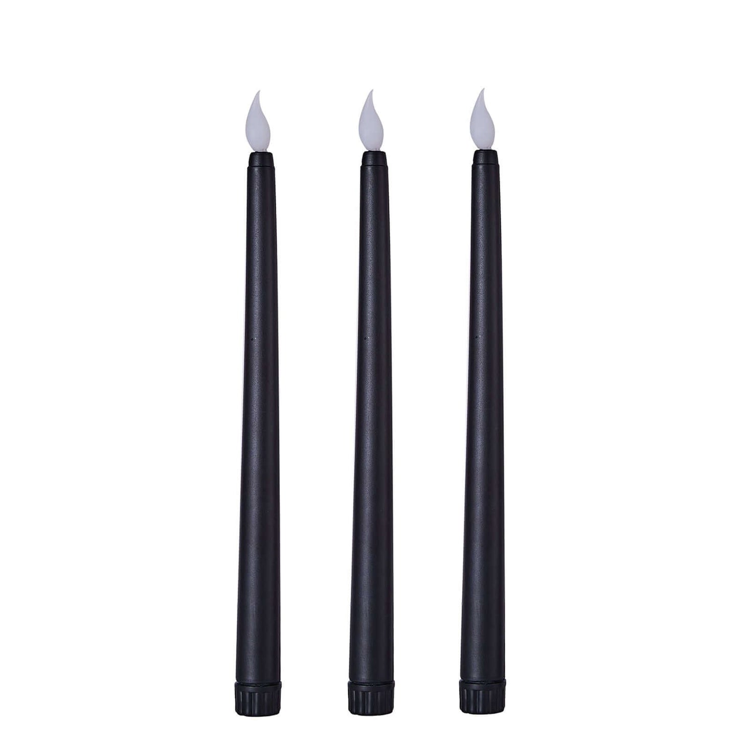 3 - Pack LED Decorative Lighting Warm Flickering Black - Flameless Taper Candles 11" - Linen Luxes