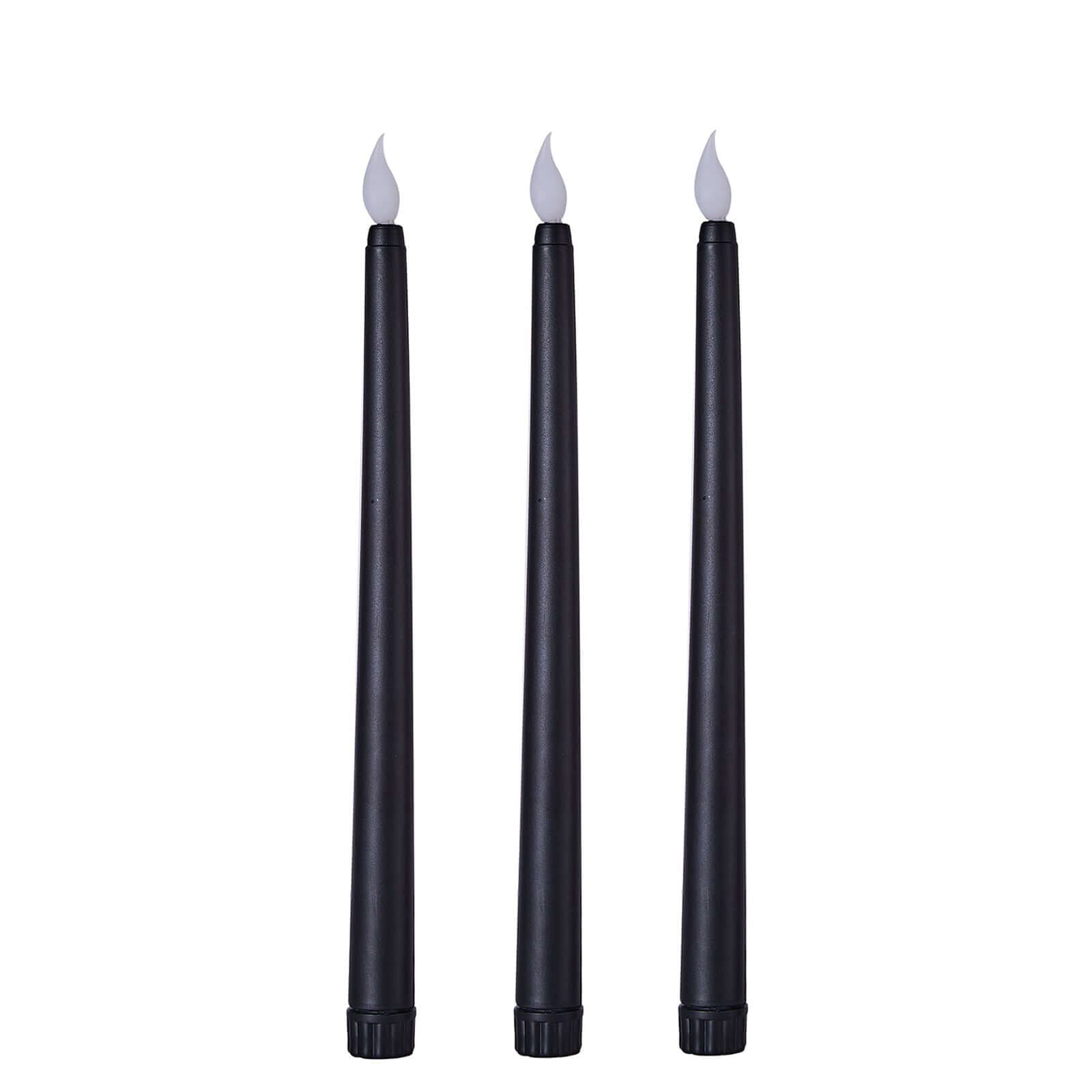 3 - Pack LED Decorative Lighting Warm Flickering Black - Flameless Taper Candles 11" - Linen Luxes