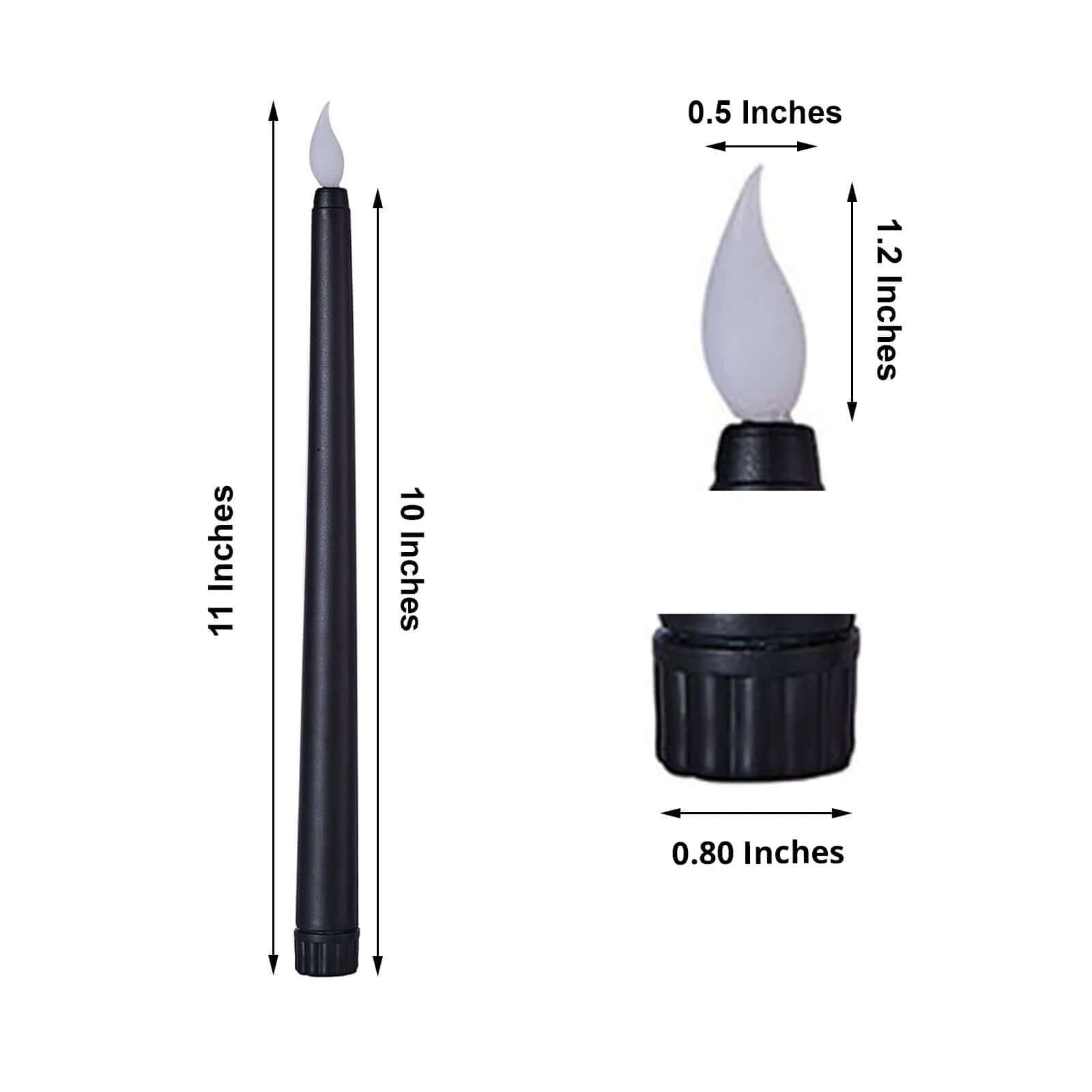3 - Pack LED Decorative Lighting Warm Flickering Black - Flameless Taper Candles 11" - Linen Luxes