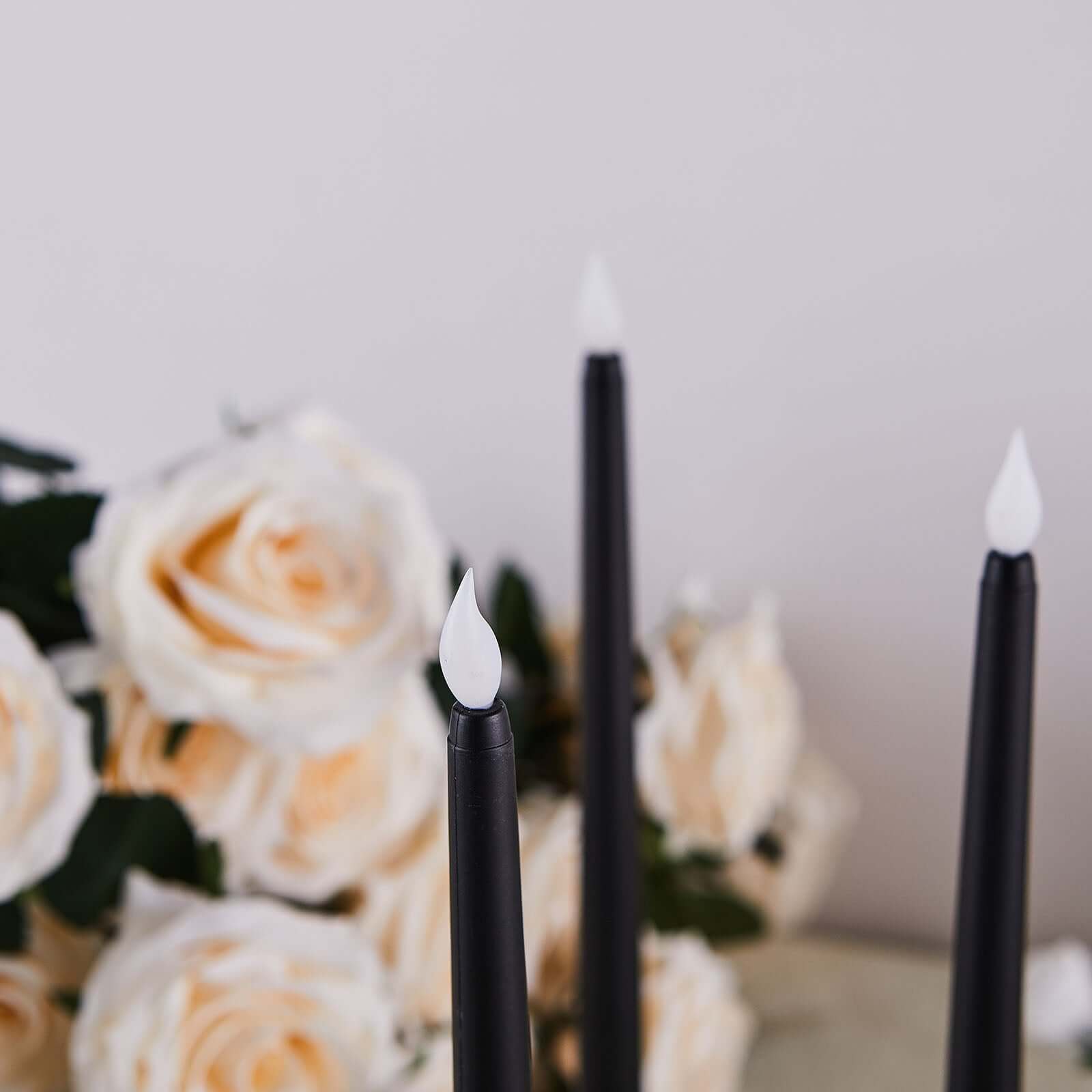 3 - Pack LED Decorative Lighting Warm Flickering Black - Flameless Taper Candles 11" - Linen Luxes