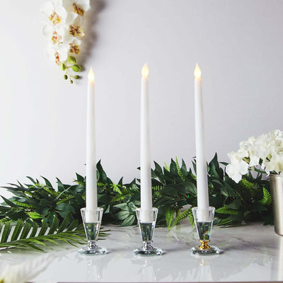 3 - Pack LED Decorative Lighting Warm Flickering White - Flameless Taper Candles 11" - Linen Luxes