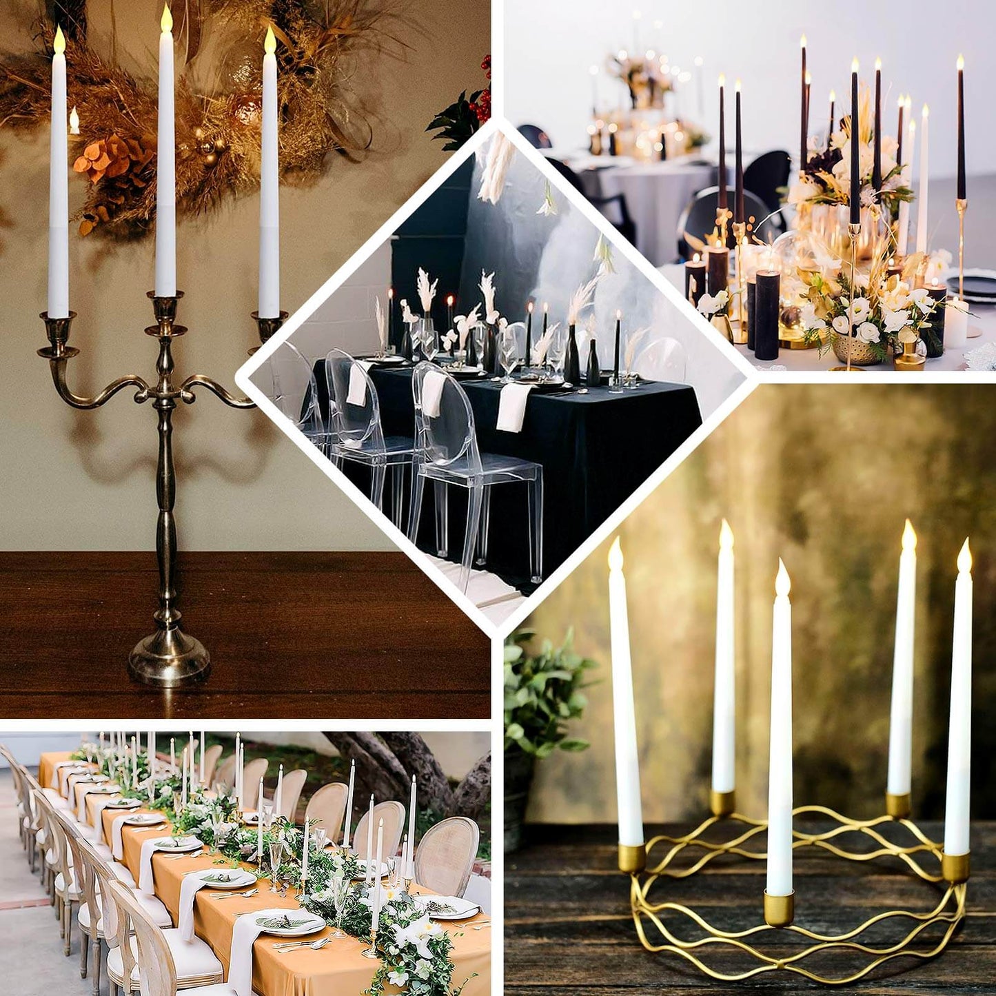 3 - Pack LED Decorative Lighting Warm Flickering White - Flameless Taper Candles 11" - Linen Luxes