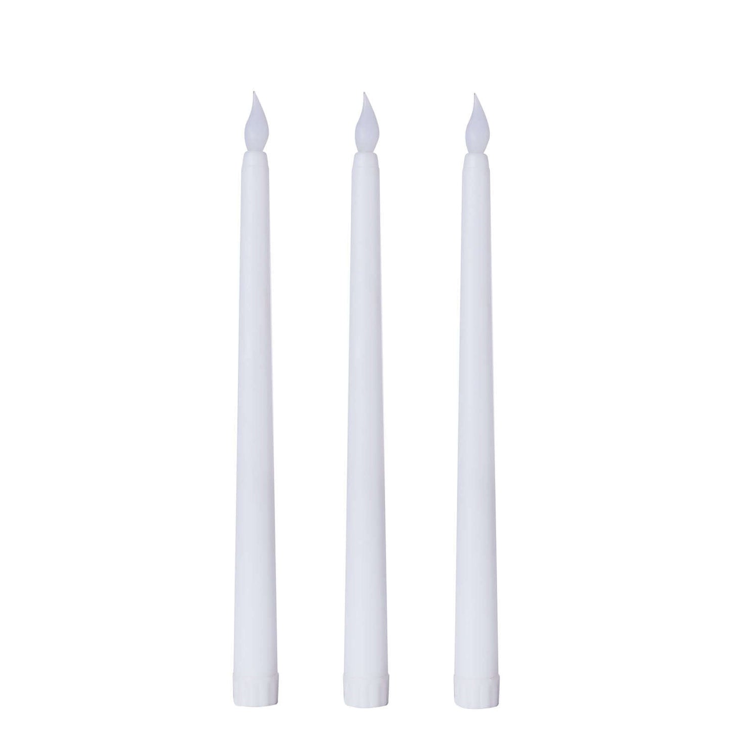 3 - Pack LED Decorative Lighting Warm Flickering White - Flameless Taper Candles 11" - Linen Luxes