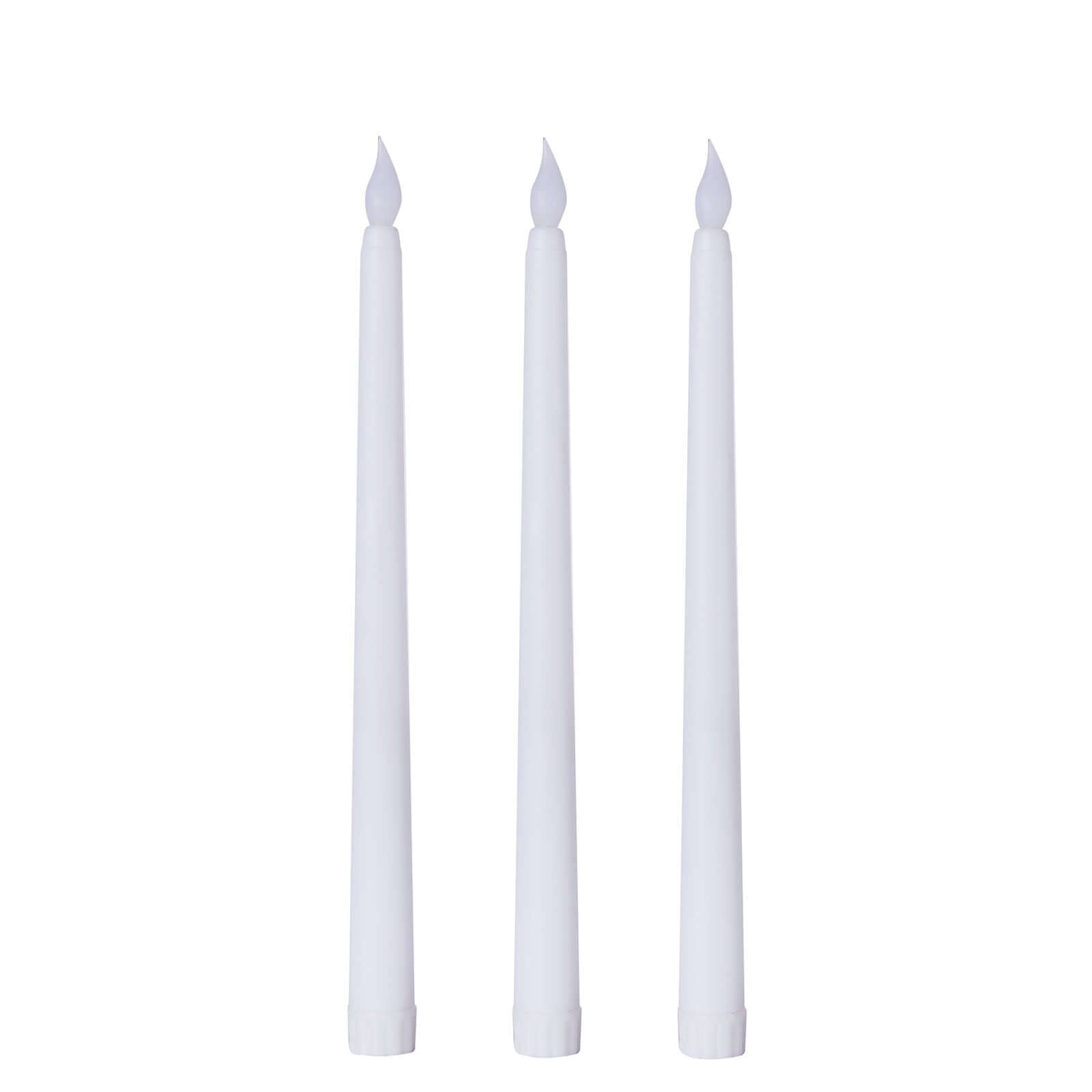 3 - Pack LED Decorative Lighting Warm Flickering White - Flameless Taper Candles 11" - Linen Luxes