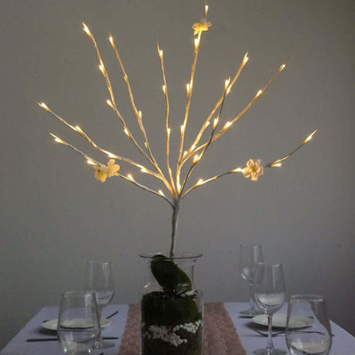 3 - Pack LED Lighted Branches Artificial White - Warm White Tree Twig Lights with 60 Bright LED Bulbs 28.5" - Linen Luxes