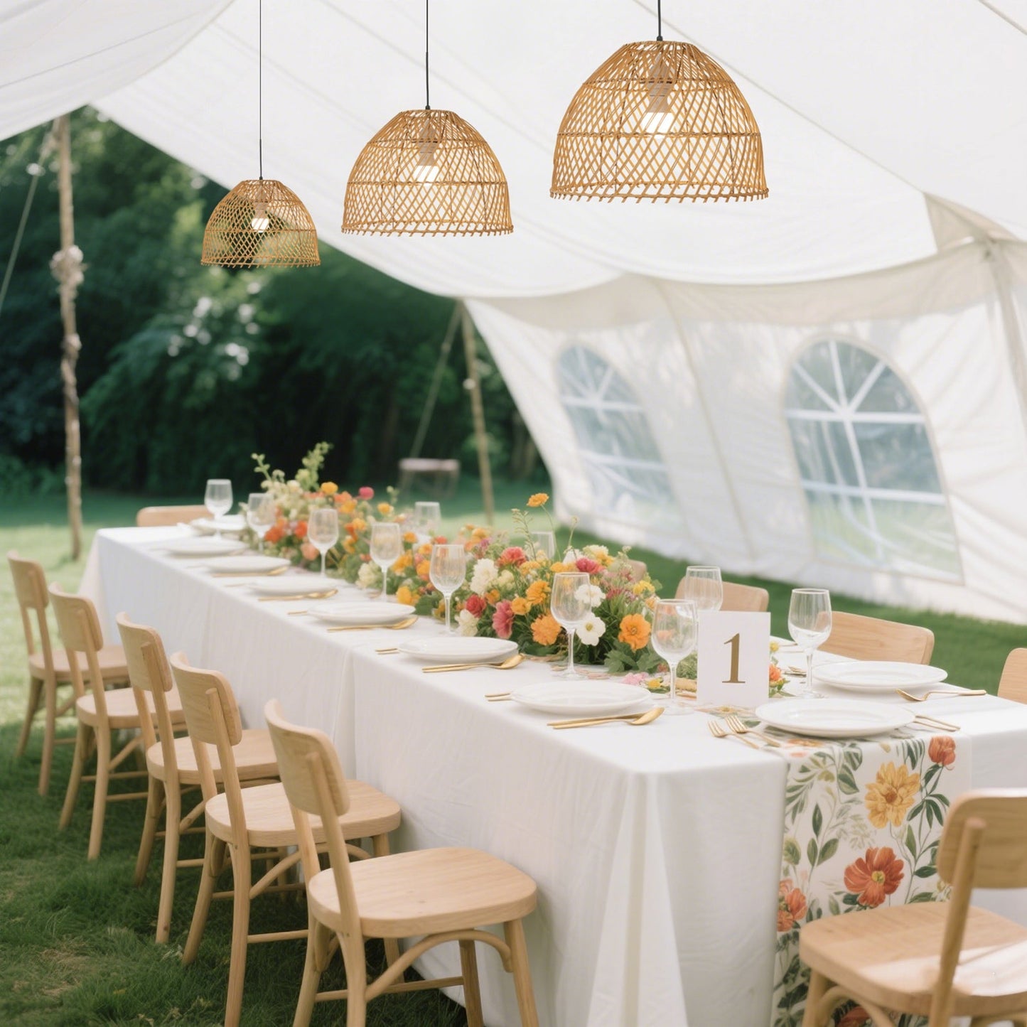 Boho Rattan Dome Pendant Shades â€“ 3 Pack Natural Woven Ceiling Lamp Covers â€“ 16" Round â€“ Shades Only