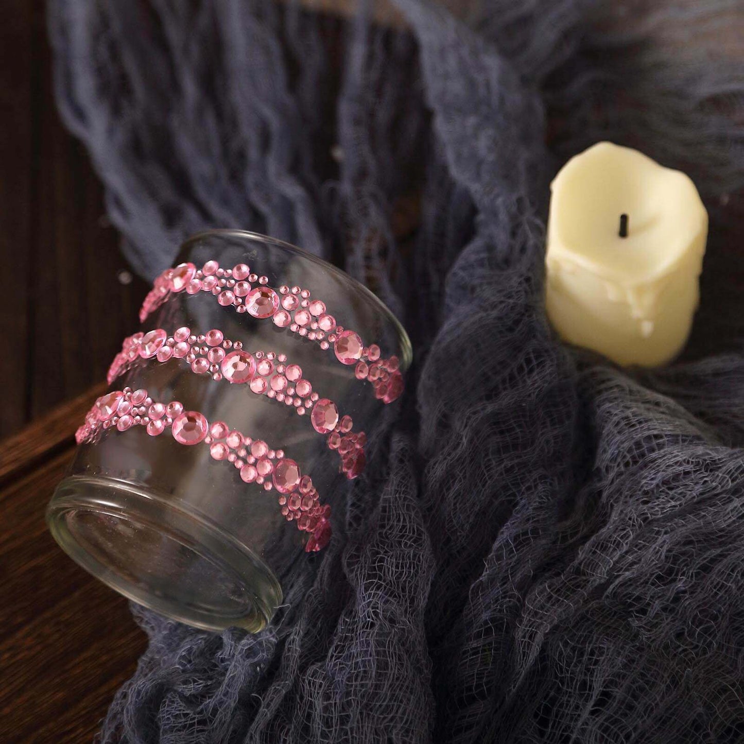 3 Pack Red Heptagon Self Adhesive Rhinestone Gem Craft Stickers - Linen Luxes