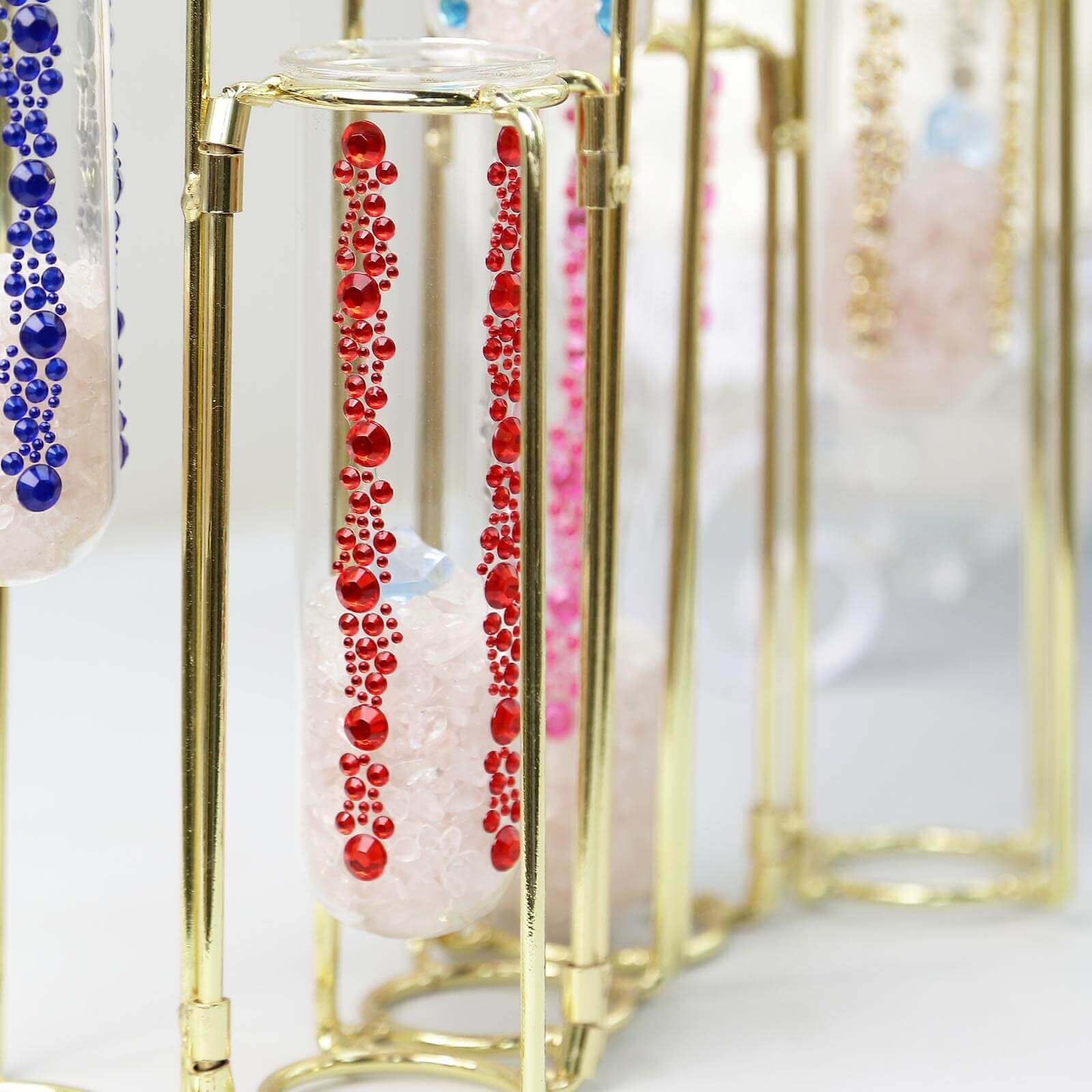 3 Pack Red Heptagon Self Adhesive Rhinestone Gem Craft Stickers - Linen Luxes