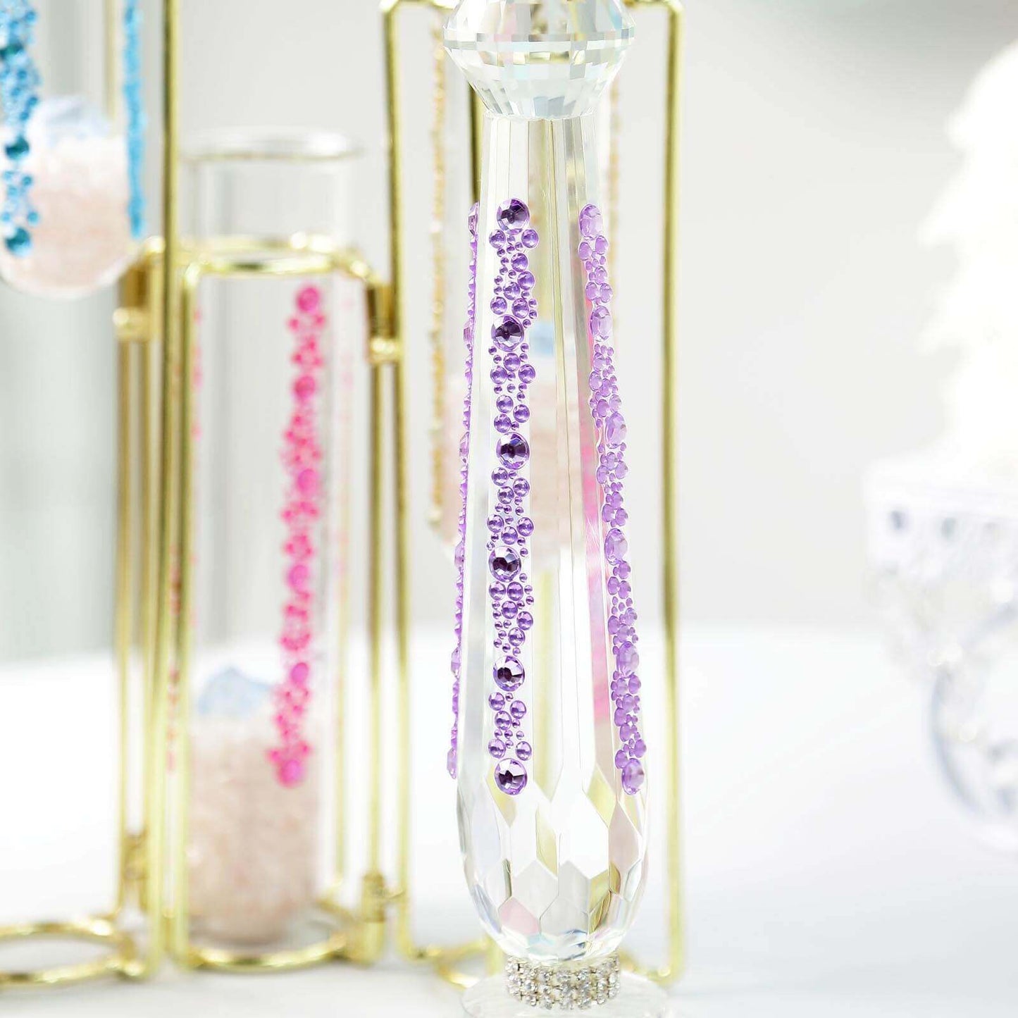 3 Pack Red Heptagon Self Adhesive Rhinestone Gem Craft Stickers - Linen Luxes