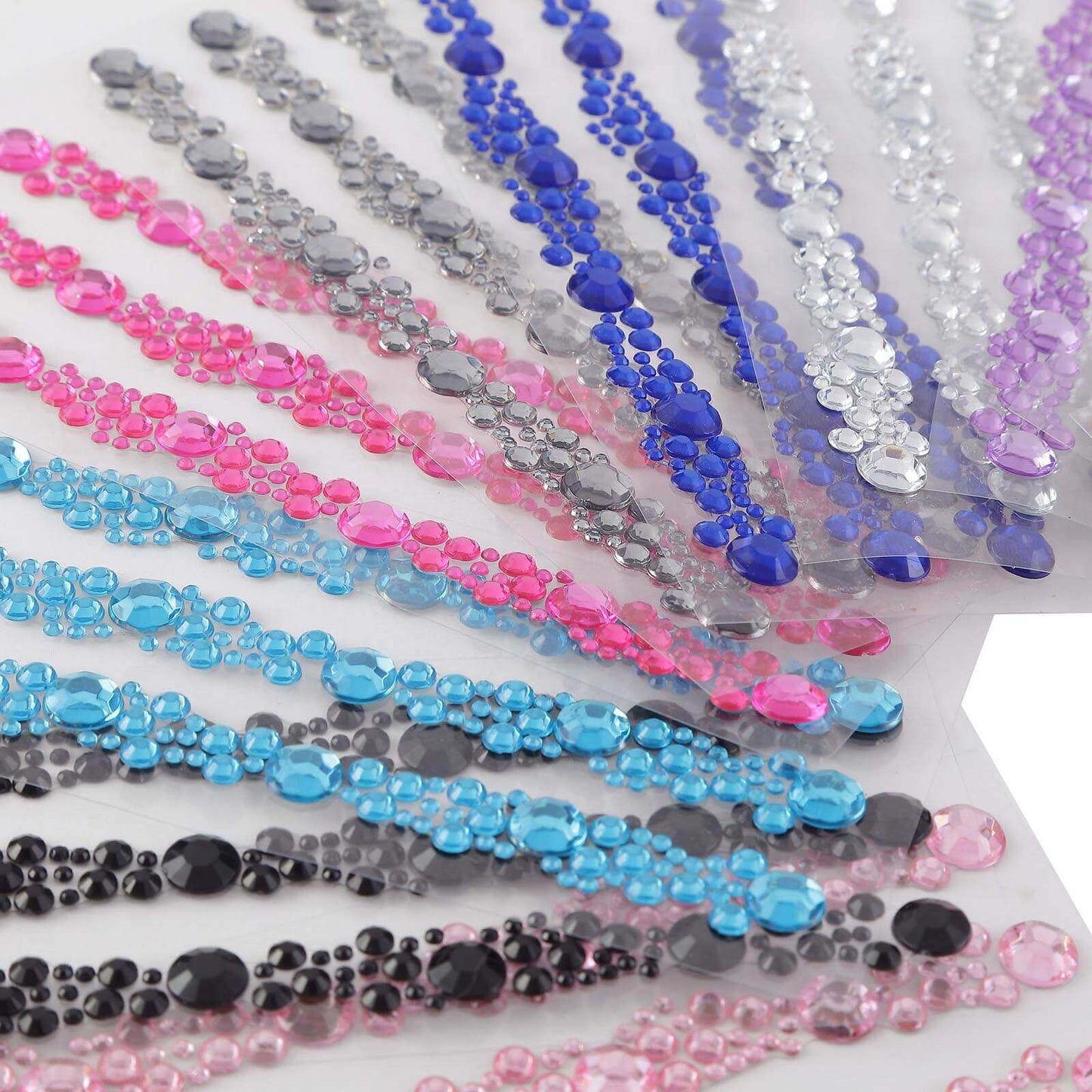 3 Pack Red Heptagon Self Adhesive Rhinestone Gem Craft Stickers - Linen Luxes