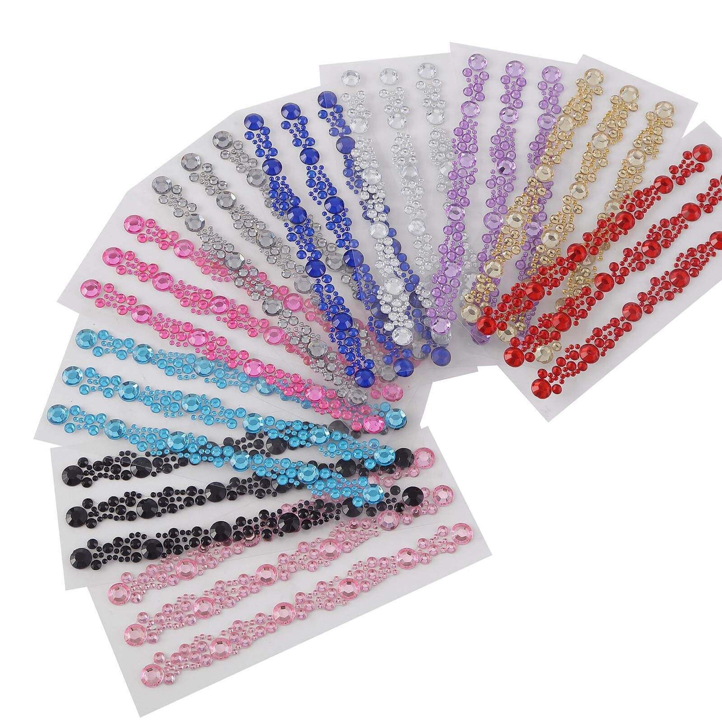 3 Pack Red Heptagon Self Adhesive Rhinestone Gem Craft Stickers - Linen Luxes