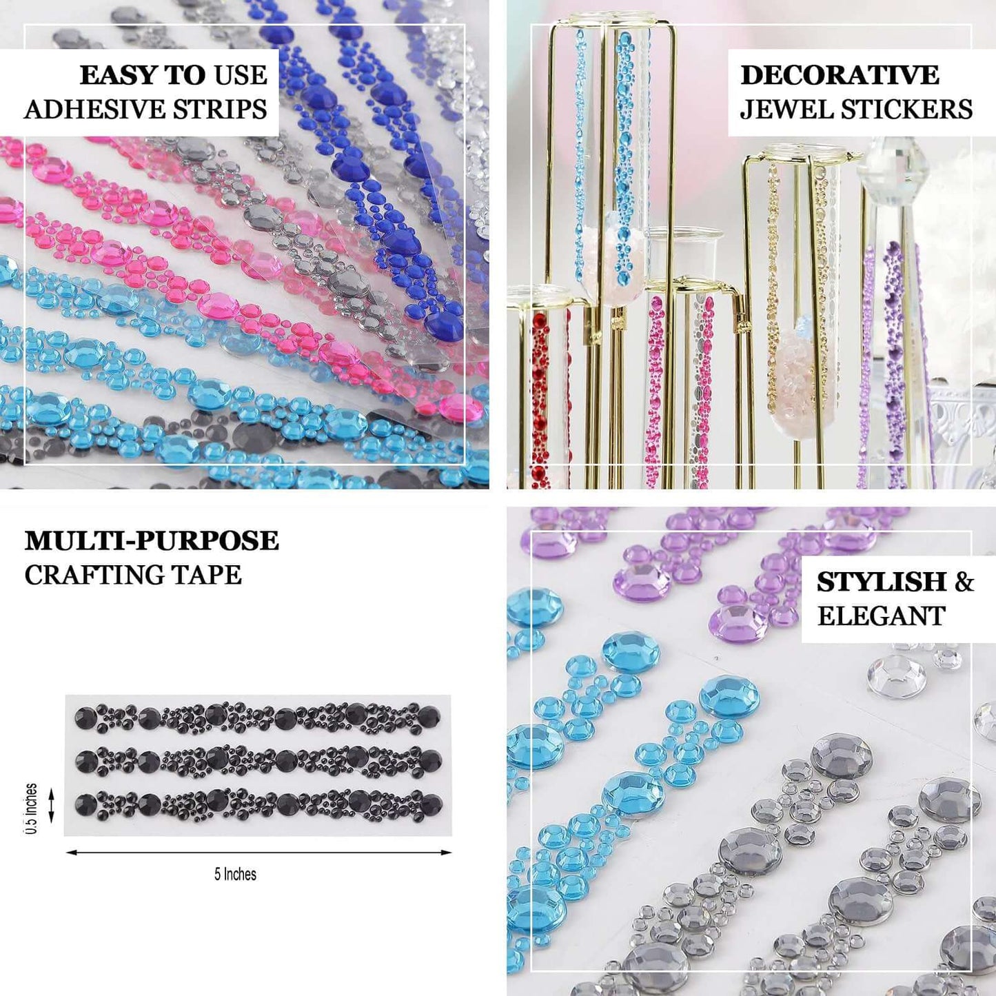 3 Pack Red Heptagon Self Adhesive Rhinestone Gem Craft Stickers - Linen Luxes