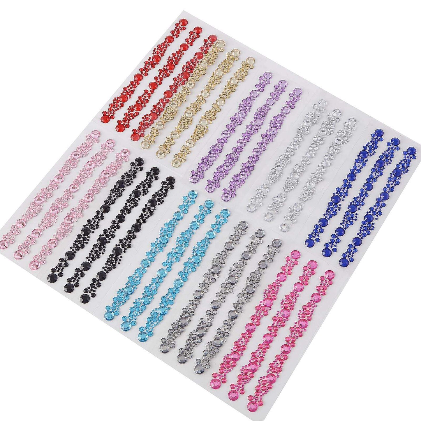 3 Pack Red Heptagon Self Adhesive Rhinestone Gem Craft Stickers - Linen Luxes