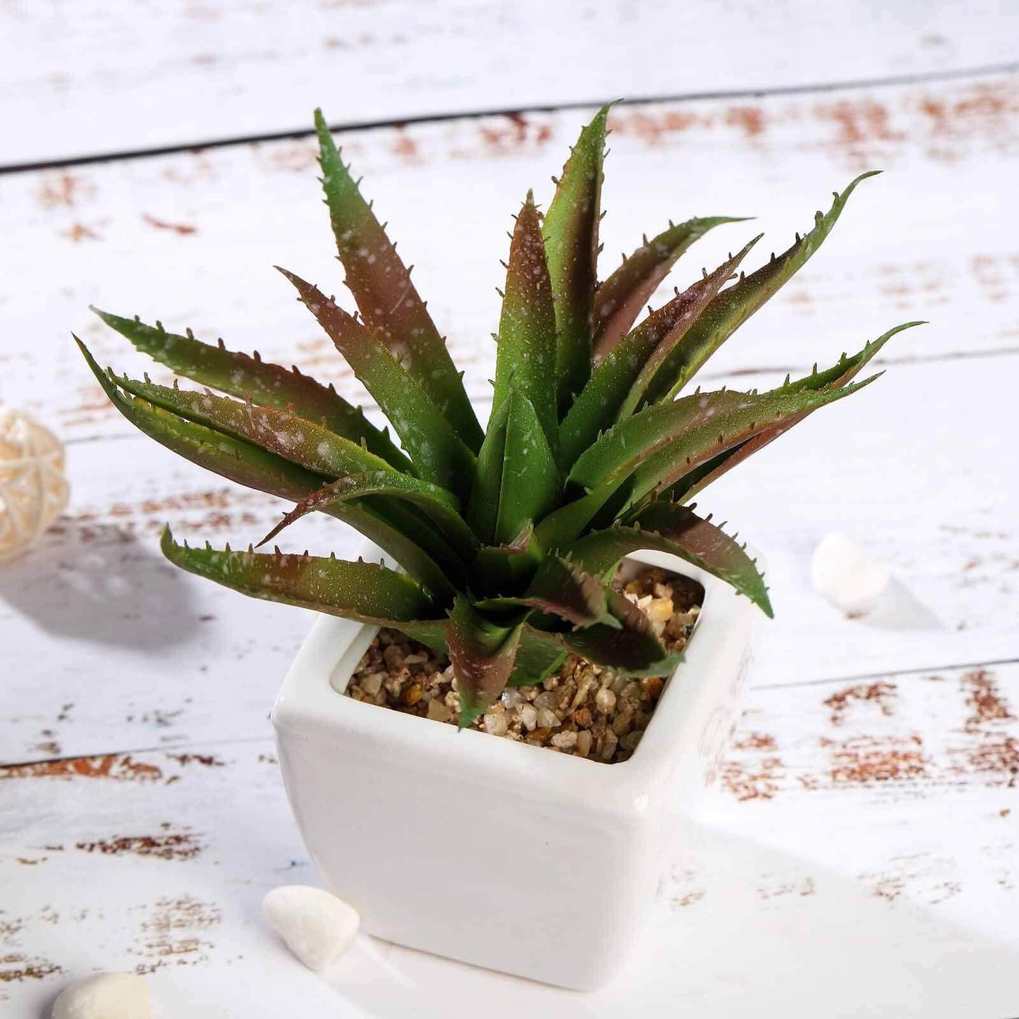 3 - Pack Spotted Aloe Vera Artificial Succulents in Ceramic Pot - Lifelike Decorative Faux Plants for Home Office & Event Design 5" - Linen Luxes