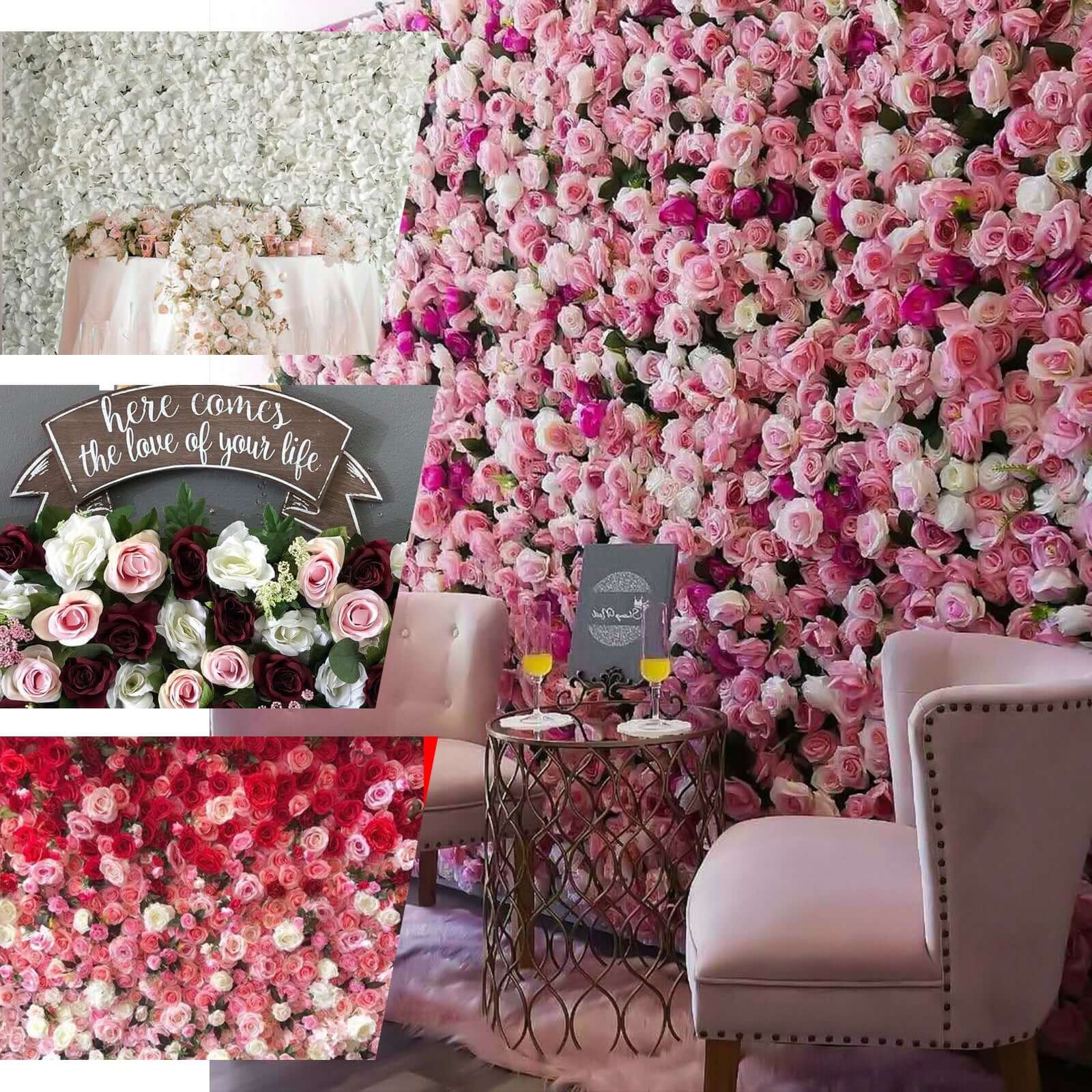 3 Sq ft. Easy - Install White Silk Rose Flower Mat Wall Panel Backdrop - Linen Luxes