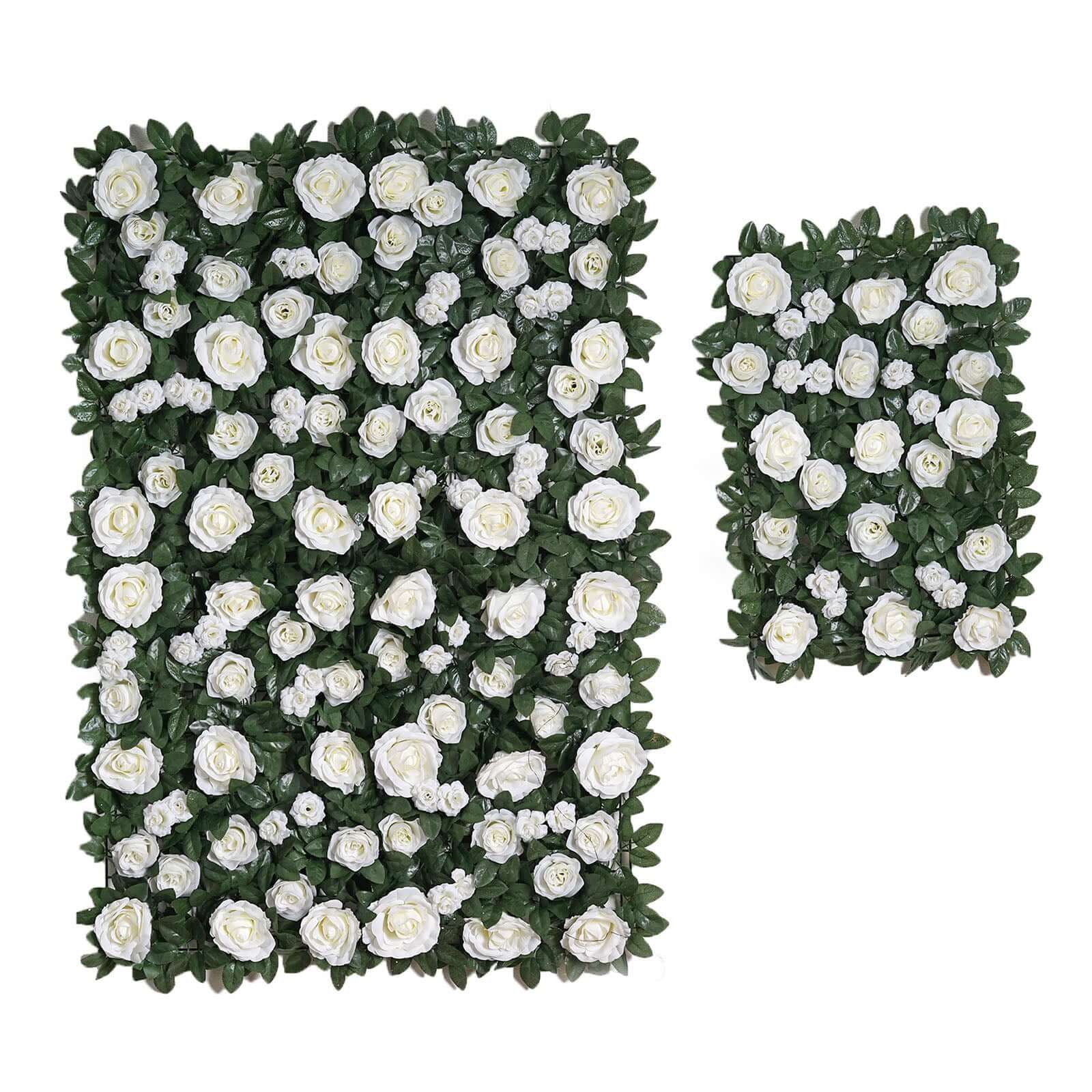 3 Sq ft. Easy - Install White Silk Rose Flower Mat Wall Panel Backdrop - Linen Luxes