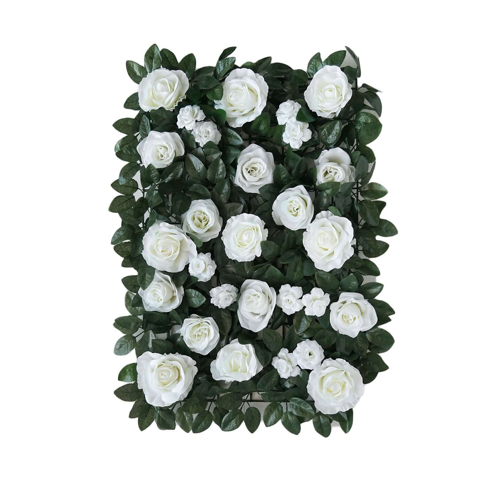3 Sq ft. Easy - Install White Silk Rose Flower Mat Wall Panel Backdrop - Linen Luxes