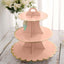 3 - Tier Cardboard Cupcake Stand Blush - Sturdy & Collapsible Dessert Treat Tower with Gold Scalloped Rim for Baby Shower Wedding & Party Decor 13" - Linen Luxes