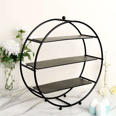 3-Tier Metal Round Cupcake Stand Matte Black - Stylish Dessert Holder Appetizer Display for Modern Weddings Dessert Buffets & Celebrations 21"