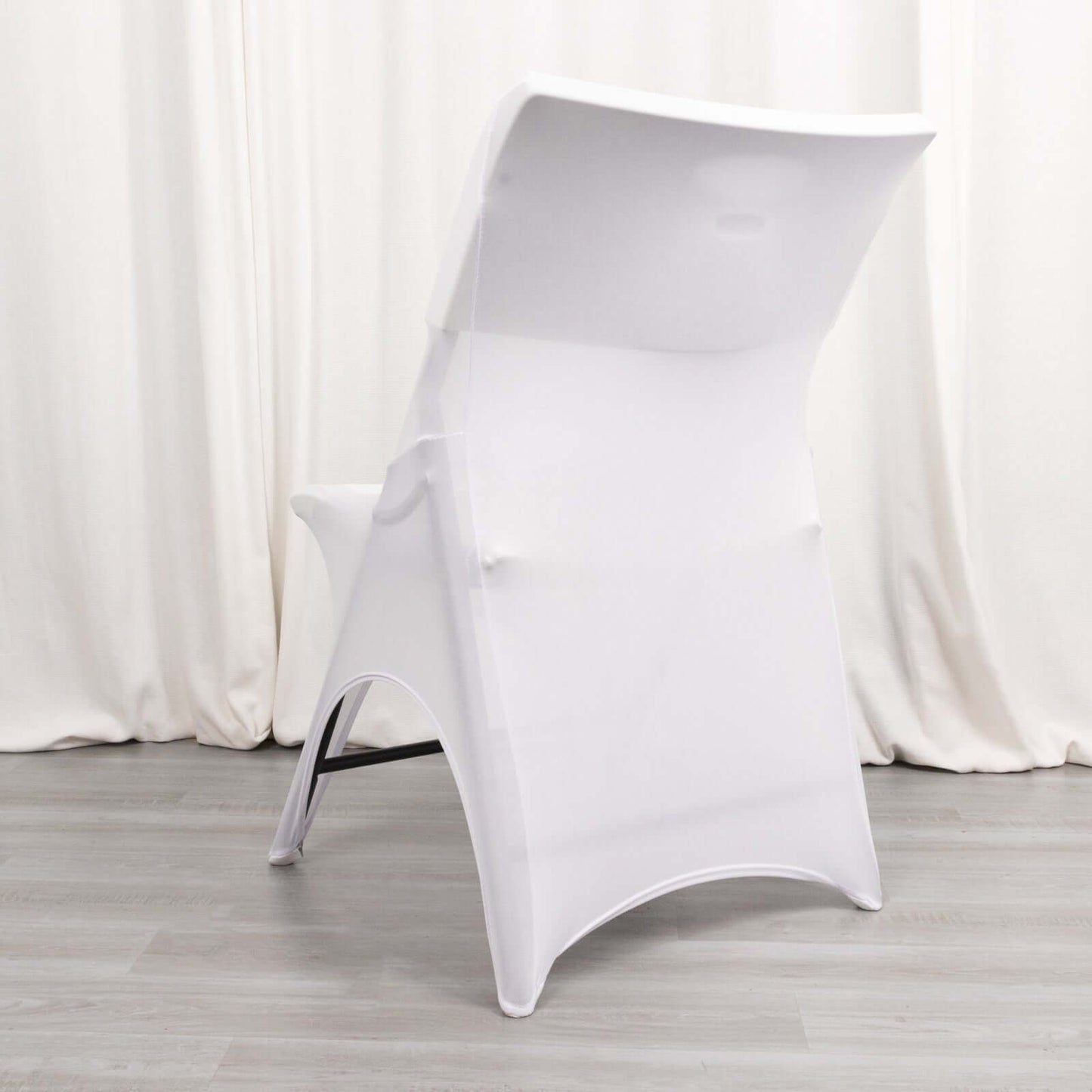 Premium Stretch Spandex Chair Cover White for Folding Chairs - Stylish 3-Way Open Arch 160GSM Fitted Slipcover with Reinforced Foot Pockets
