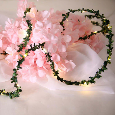 30 LED String Light Garland Green Leaf Design White Light - Battery Operated DÃ©cor Accent 10ft - Linen Luxes