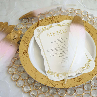 30 - Pack Goose Feathers Craft Feathers Metallic Gold Tip Dual Tone Blush White - Decorative Feathers for DIY Projects - Linen Luxes