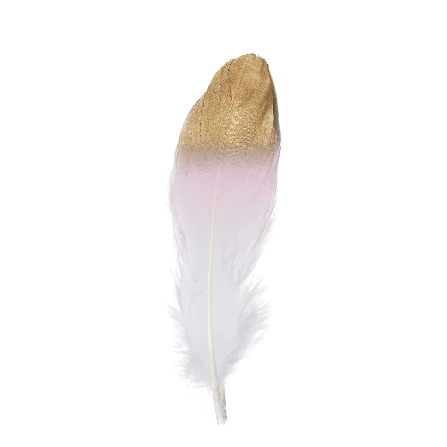 30 - Pack Goose Feathers Craft Feathers Metallic Gold Tip Dual Tone Blush White - Decorative Feathers for DIY Projects - Linen Luxes