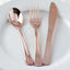 30 - Pack Plastic Utensil Set Metallic Rose Gold Classic Heavy Duty - Durable Disposable Silverware Set 7", 8" - Linen Luxes