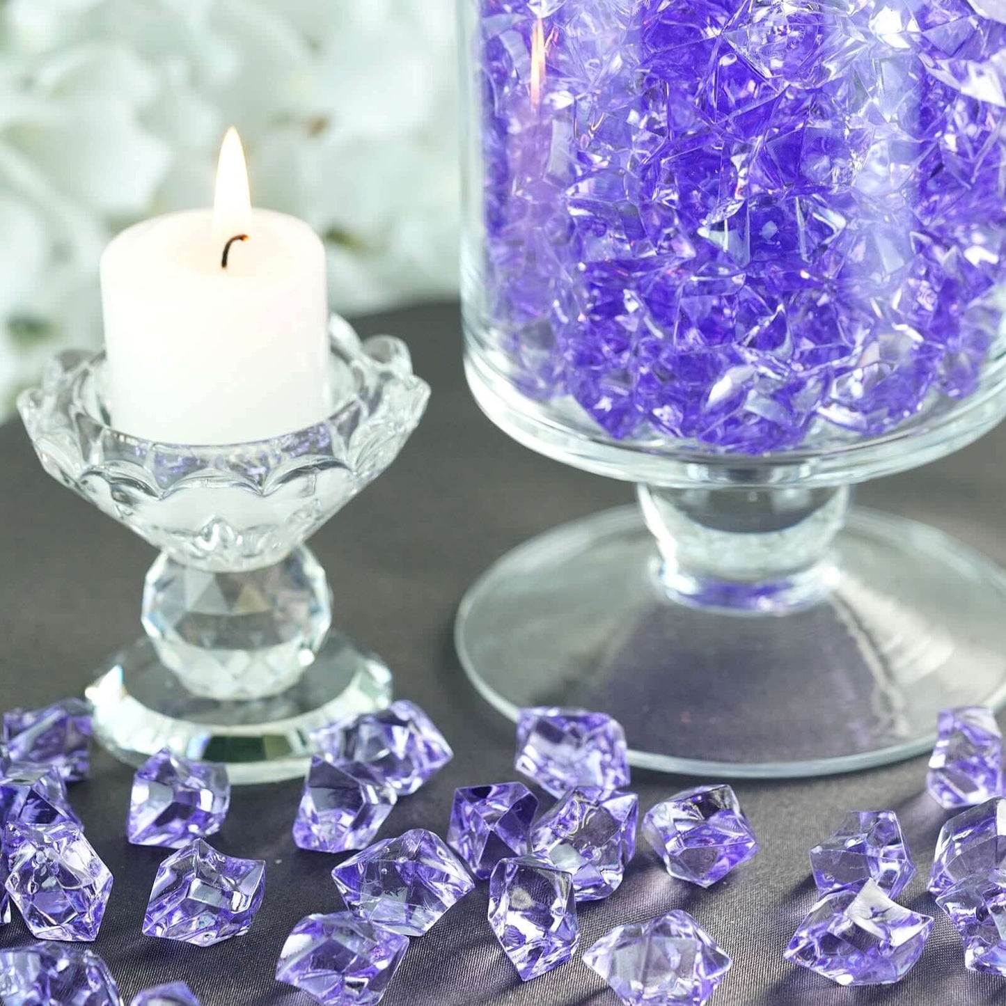 300 Pcs Acrylic Ice Bead Vase Fillers Large Lavender Lilac - Stylish DIY Craft Crystals for Event Decor & Wedding Tables - Linen Luxes