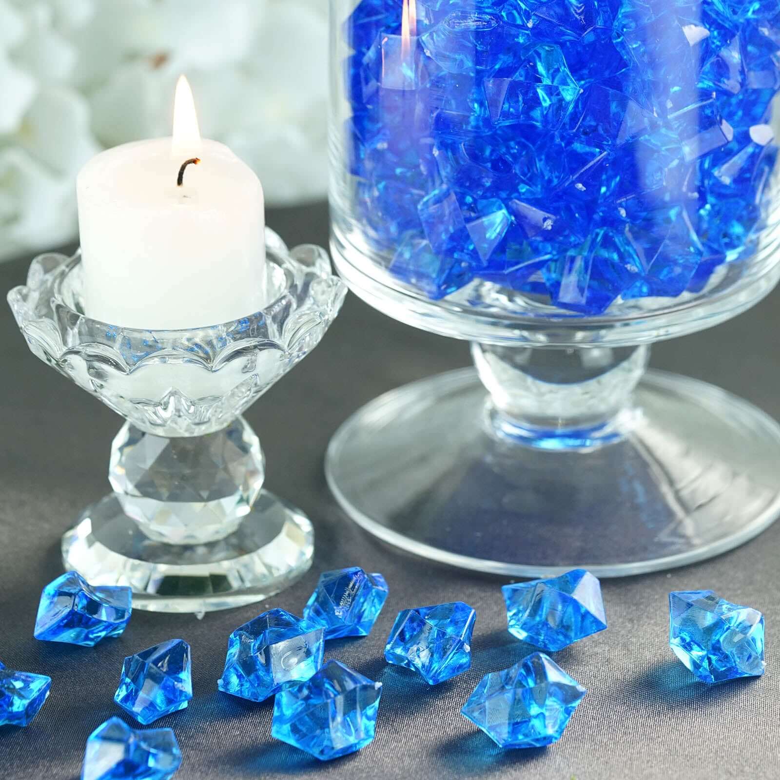 300 Pcs Acrylic Ice Bead Vase Fillers Large Ocean Blue - Stylish DIY Craft Crystals for Event Decor & Wedding Tables - Linen Luxes