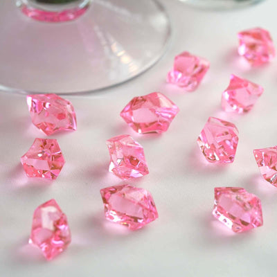 300 Pcs Acrylic Ice Bead Vase Fillers Large Pink - Stylish DIY Craft Crystals for Event Decor & Wedding Tables - Linen Luxes