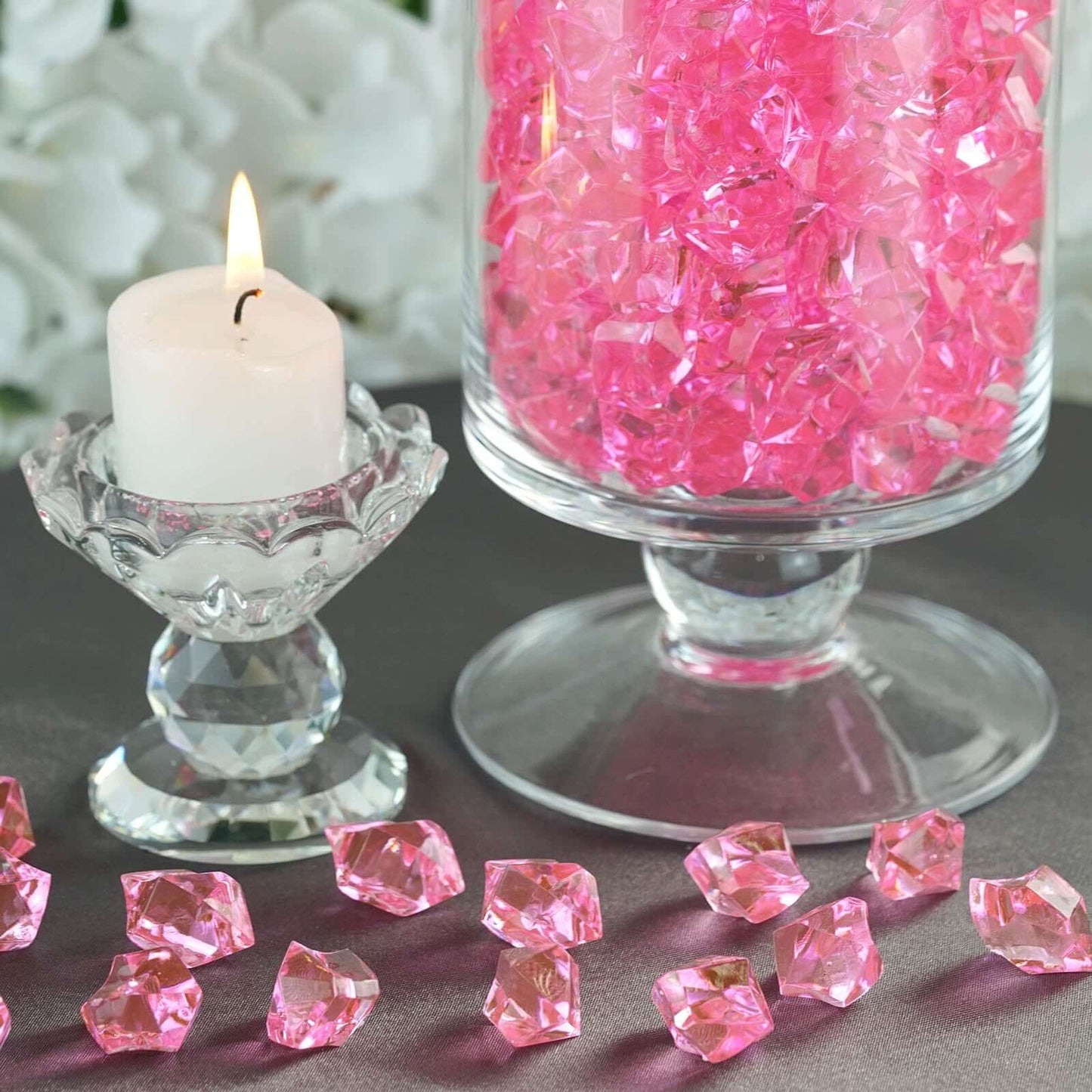 300 Pcs Acrylic Ice Bead Vase Fillers Large Pink - Stylish DIY Craft Crystals for Event Decor & Wedding Tables - Linen Luxes