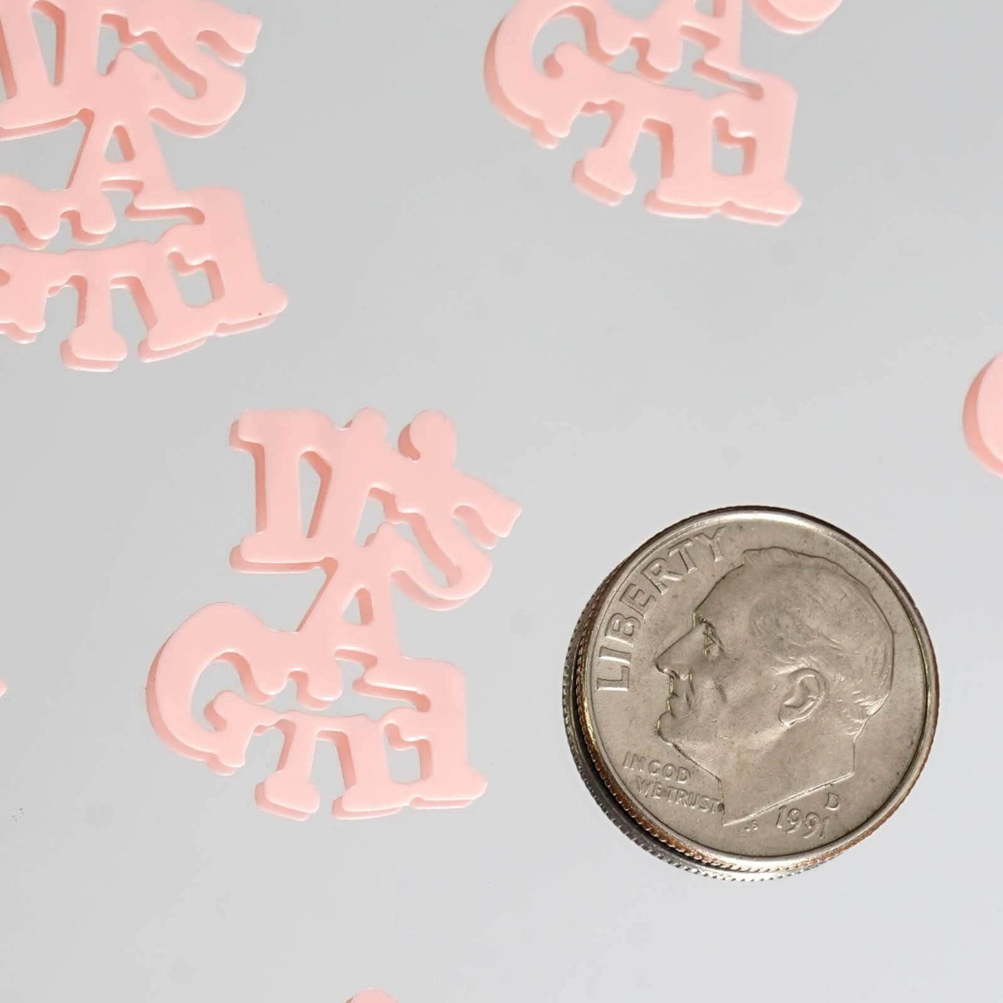 300 Pcs Metallic Foil Baby Shower Table Confetti, Pink Festive Party Sprinkles Cute Design - Linen Luxes