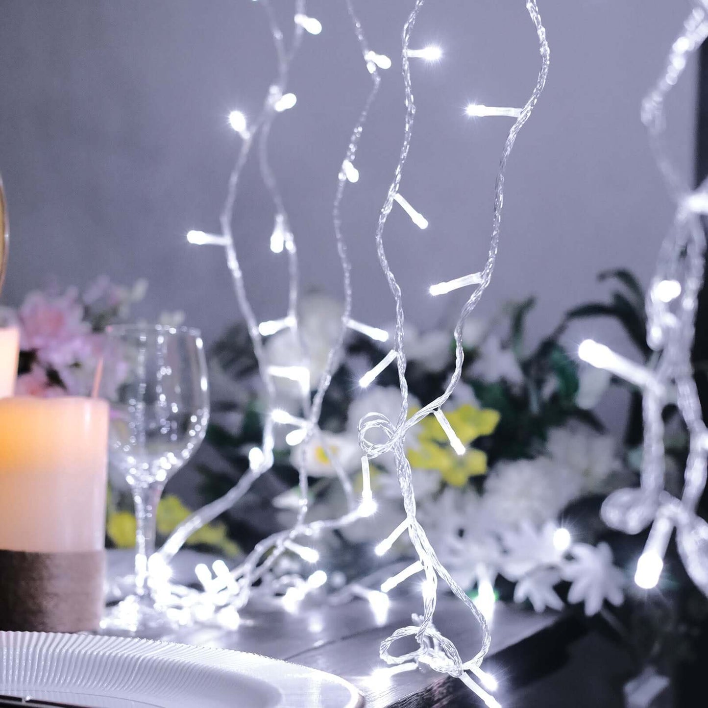 30ft Cool White 100 LED Connectable String Lights, 120V Fairy Lights - Linen Luxes
