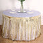 Metallic Foil Fringe Table Skirt Champagne with Self Adhesive Backing - Durable Tinsel Skirt for Parties 30"x9ft