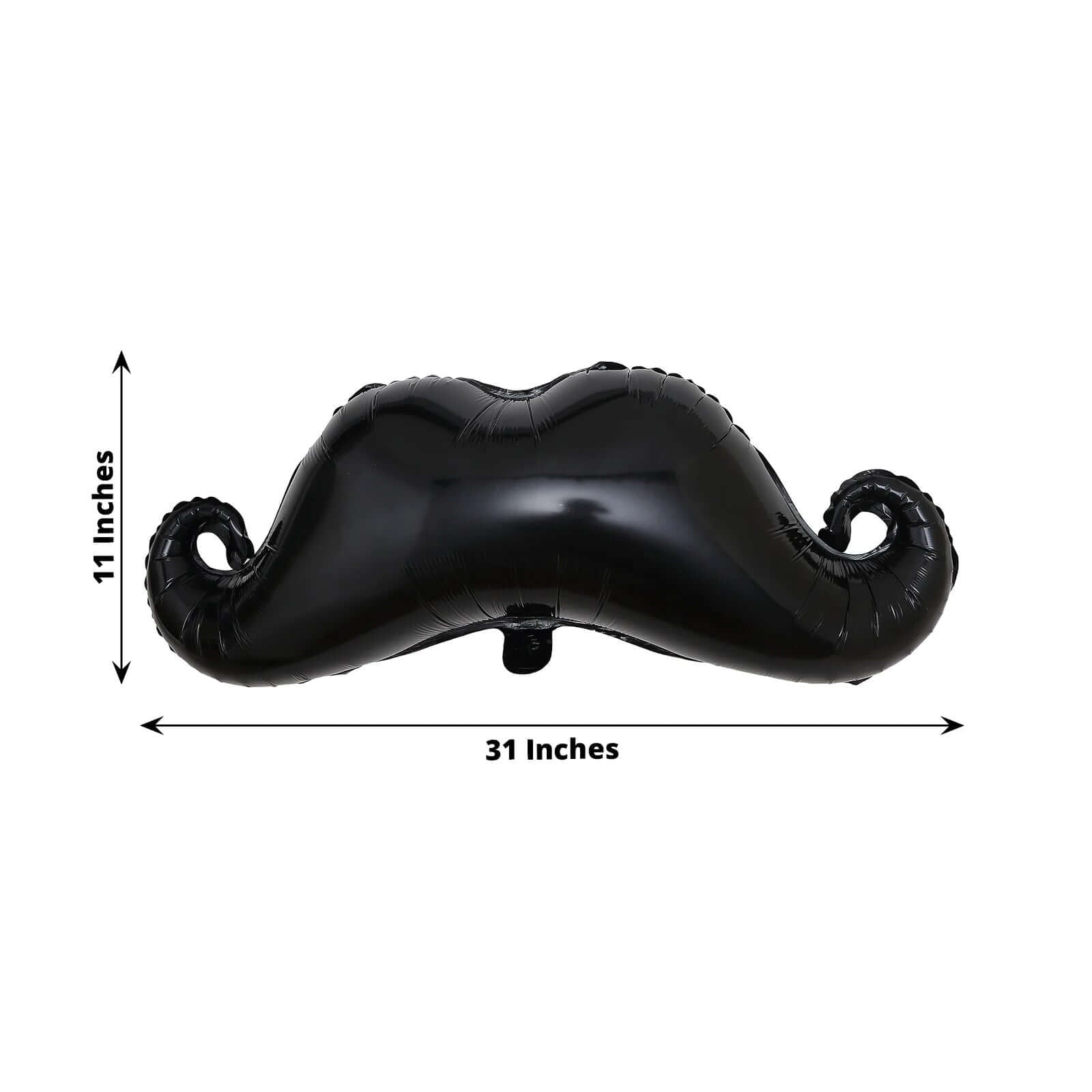 31" Black Mustache Shaped Mylar Balloon, Foil Party Balloons - Linen Luxes