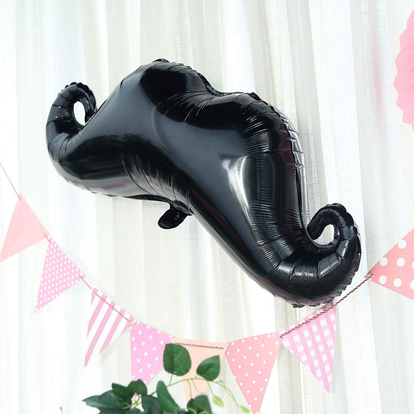 31" Black Mustache Shaped Mylar Balloon, Foil Party Balloons - Linen Luxes