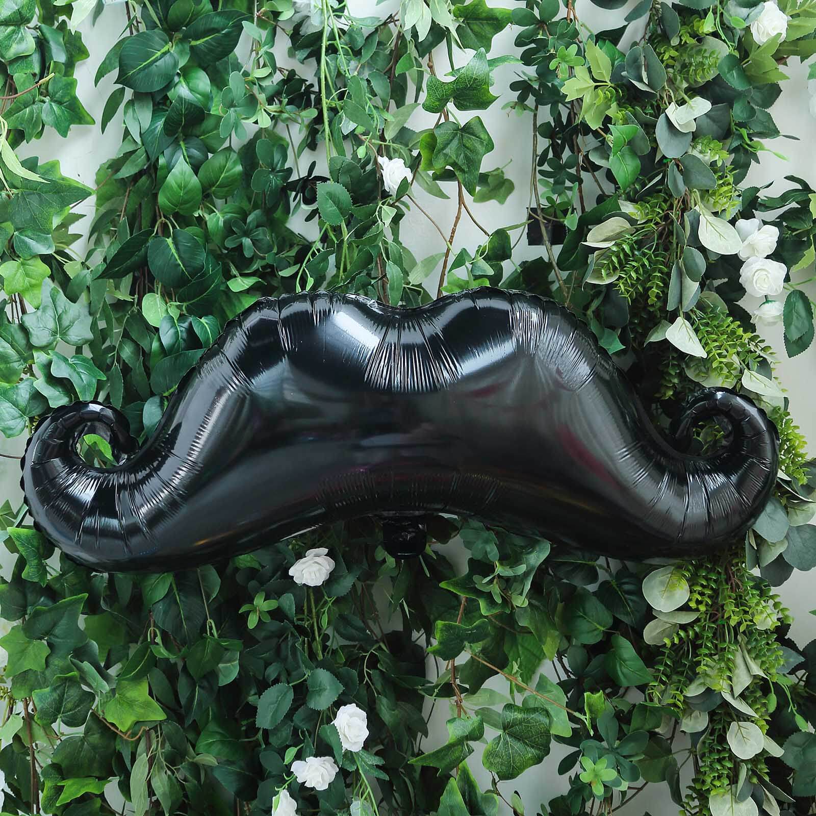 31" Black Mustache Shaped Mylar Balloon, Foil Party Balloons - Linen Luxes